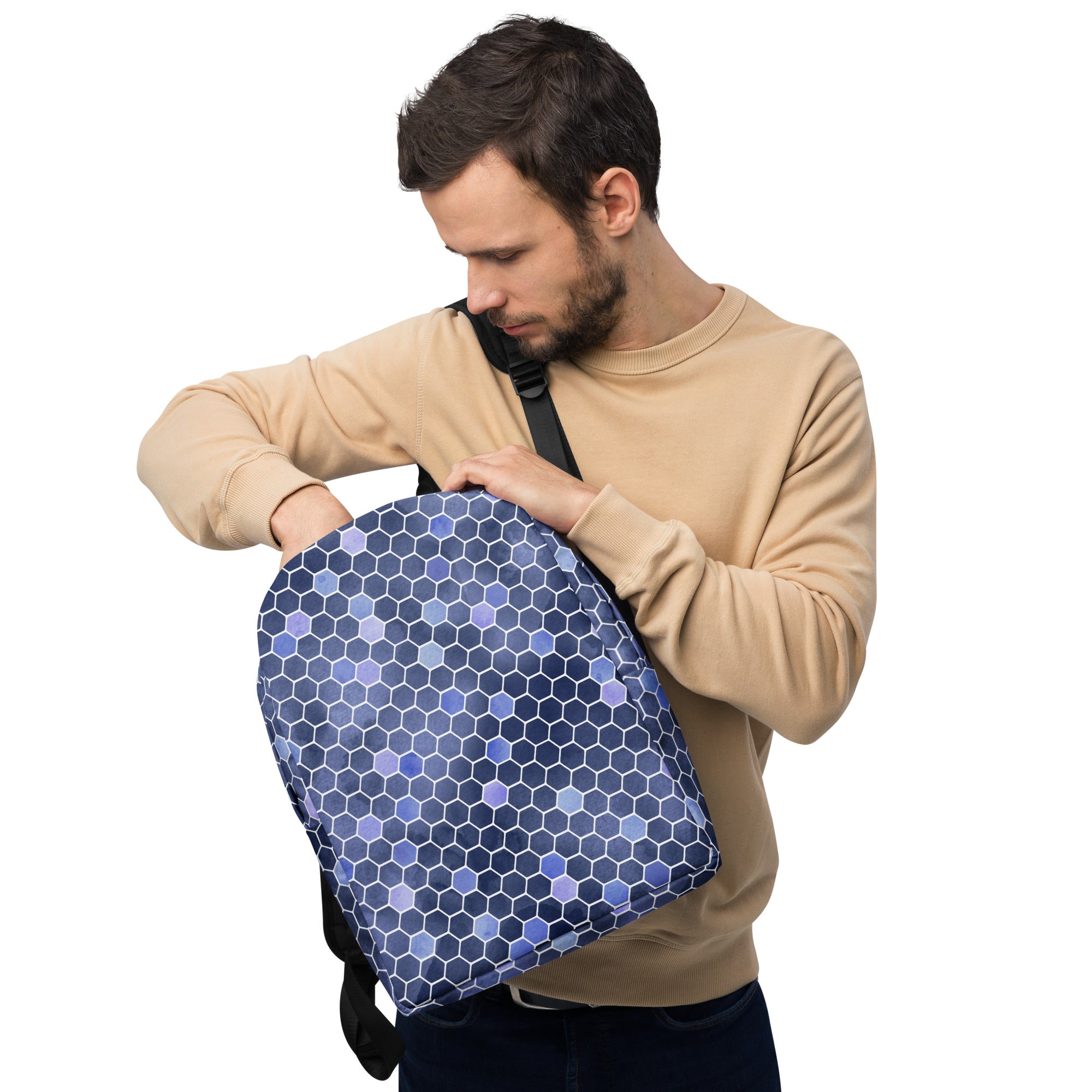 Minimalist Backpack Honeycomb Blue