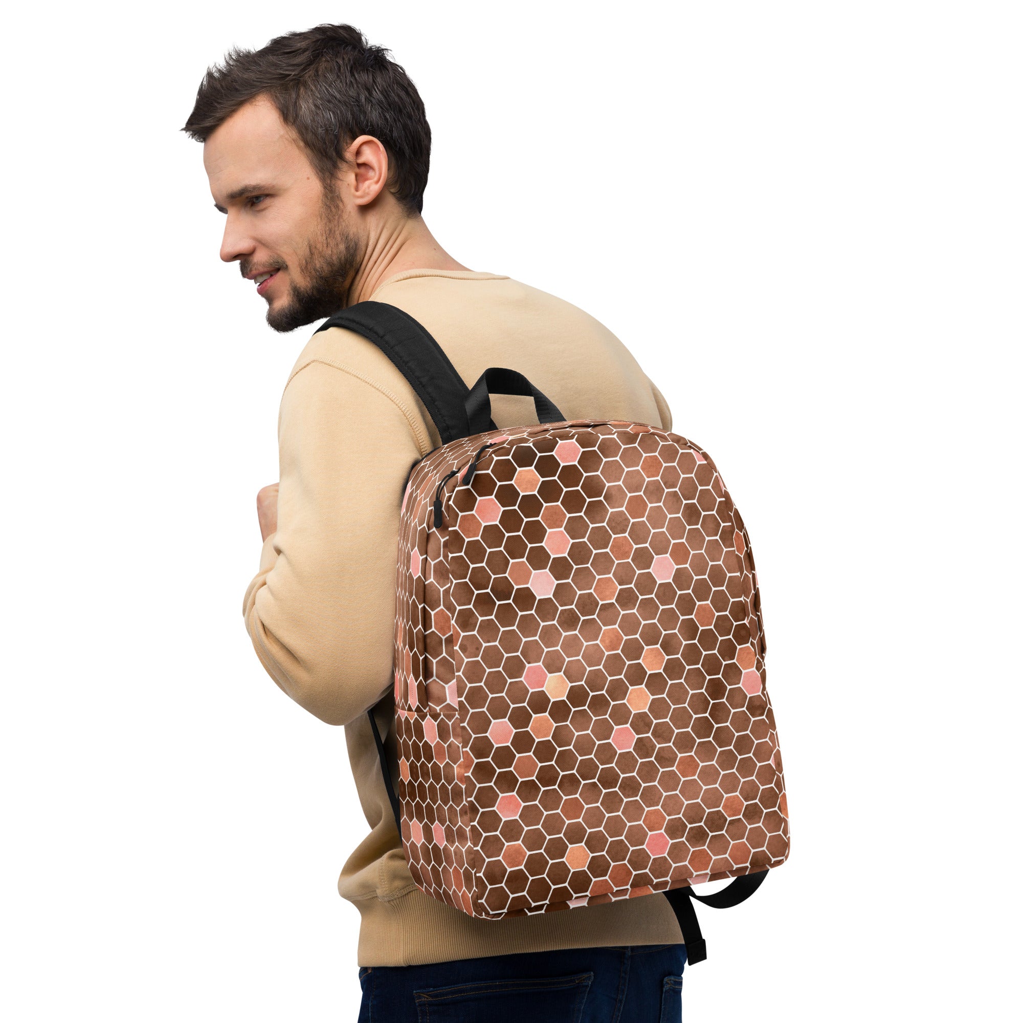 Minimalist Backpack Honeycomb Brown