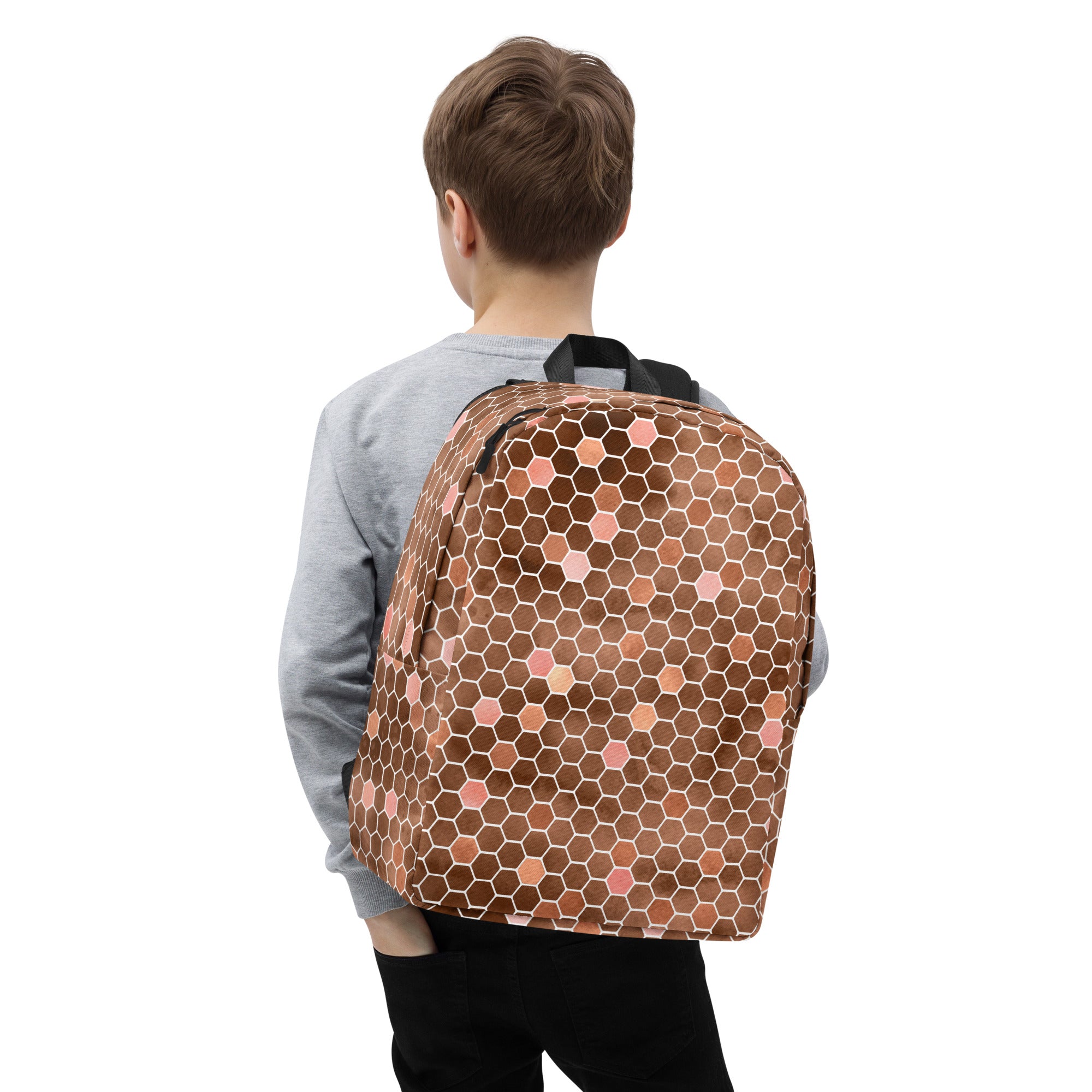 Minimalist Backpack Honeycomb Brown