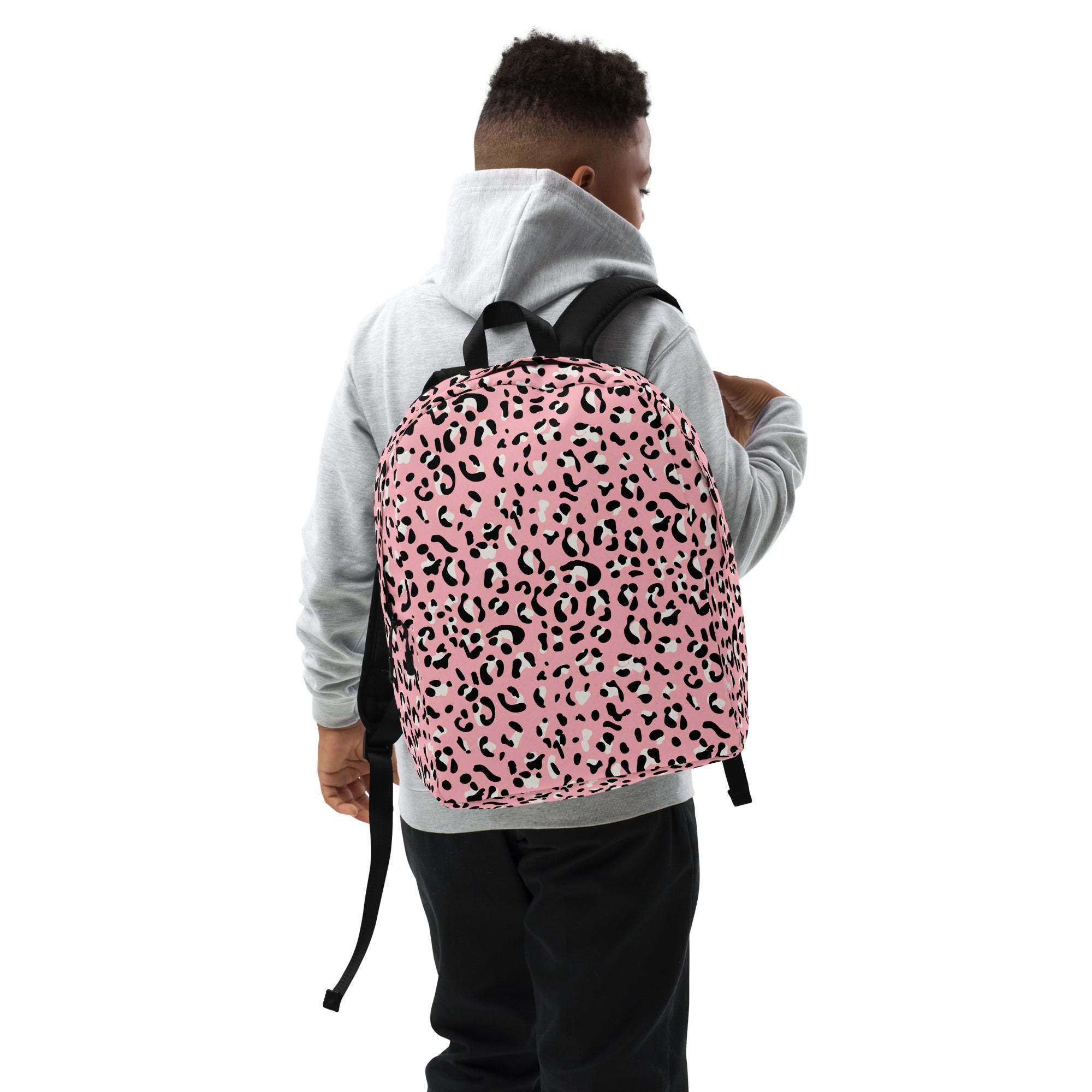 Minimalist Backpack Leopard print Baby Pink