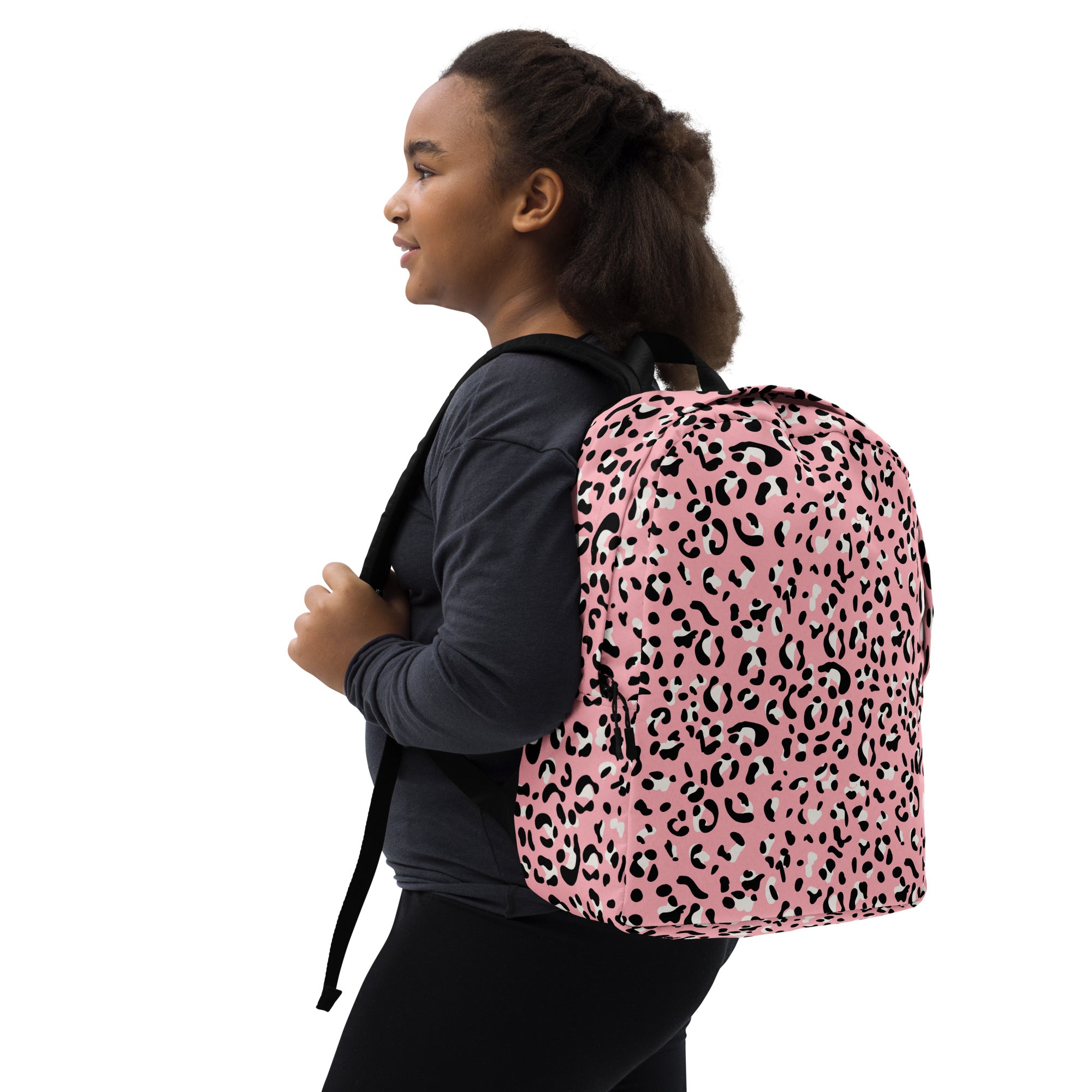 Minimalist Backpack Leopard print Baby Pink