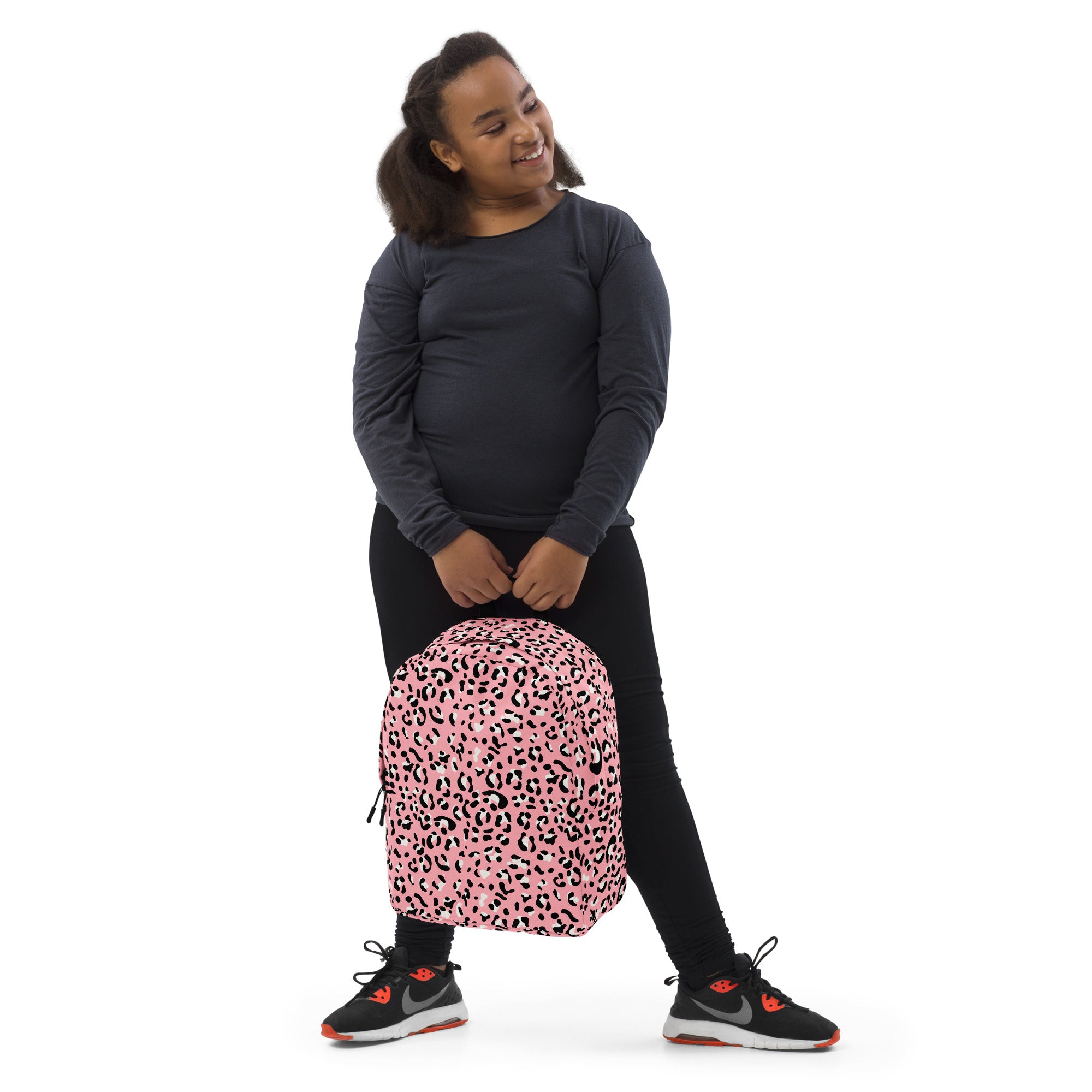 Minimalist Backpack Leopard print Baby Pink