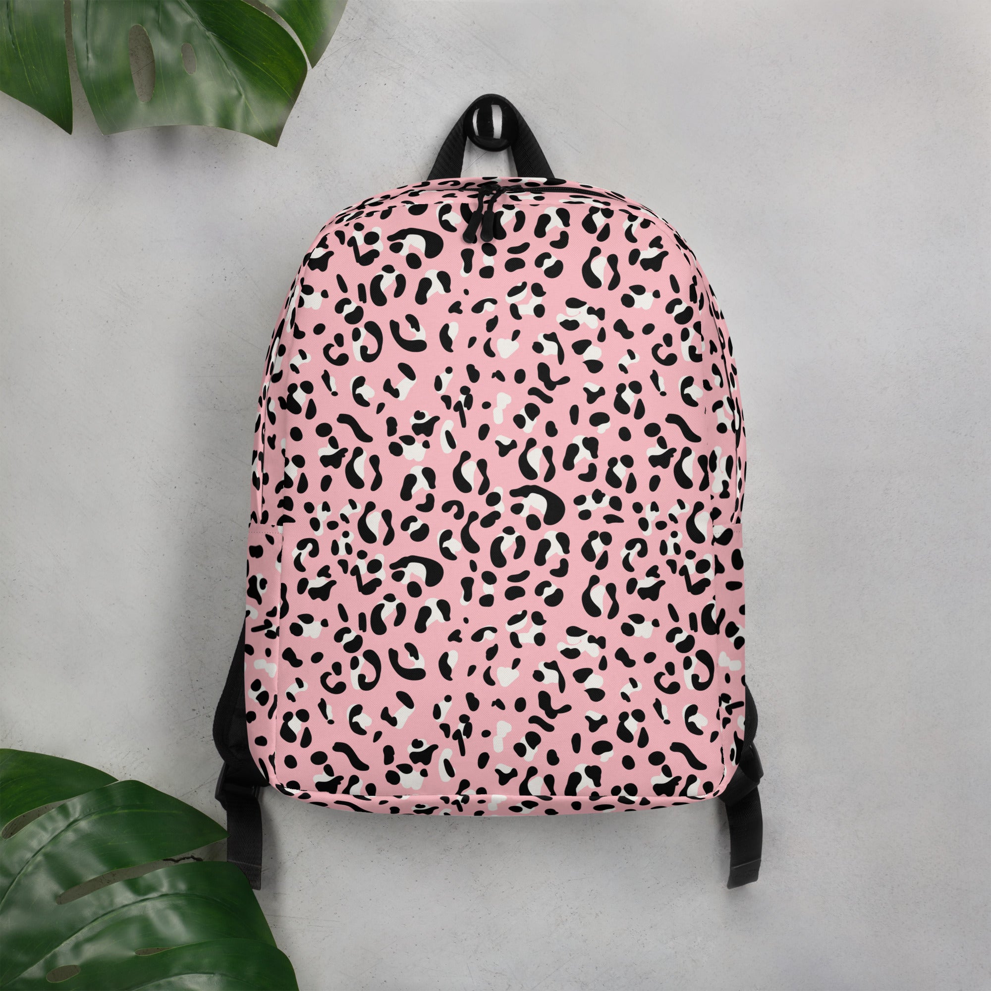 Minimalist Backpack Leopard print Baby Pink