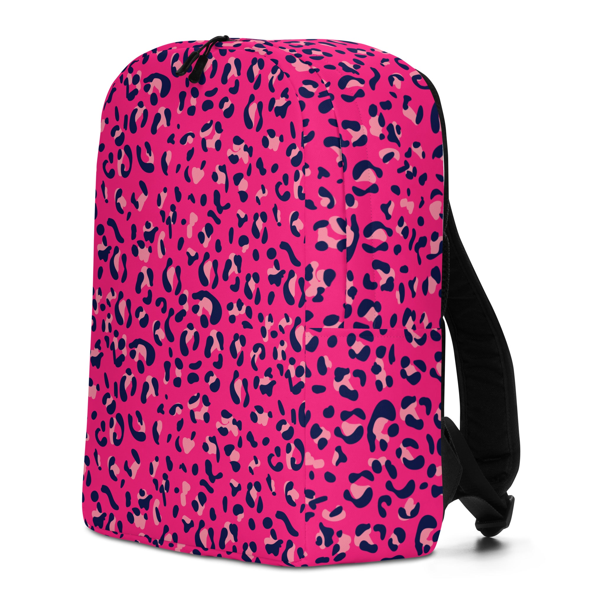 Minimalist Backpack Leopard Print Dark Pink