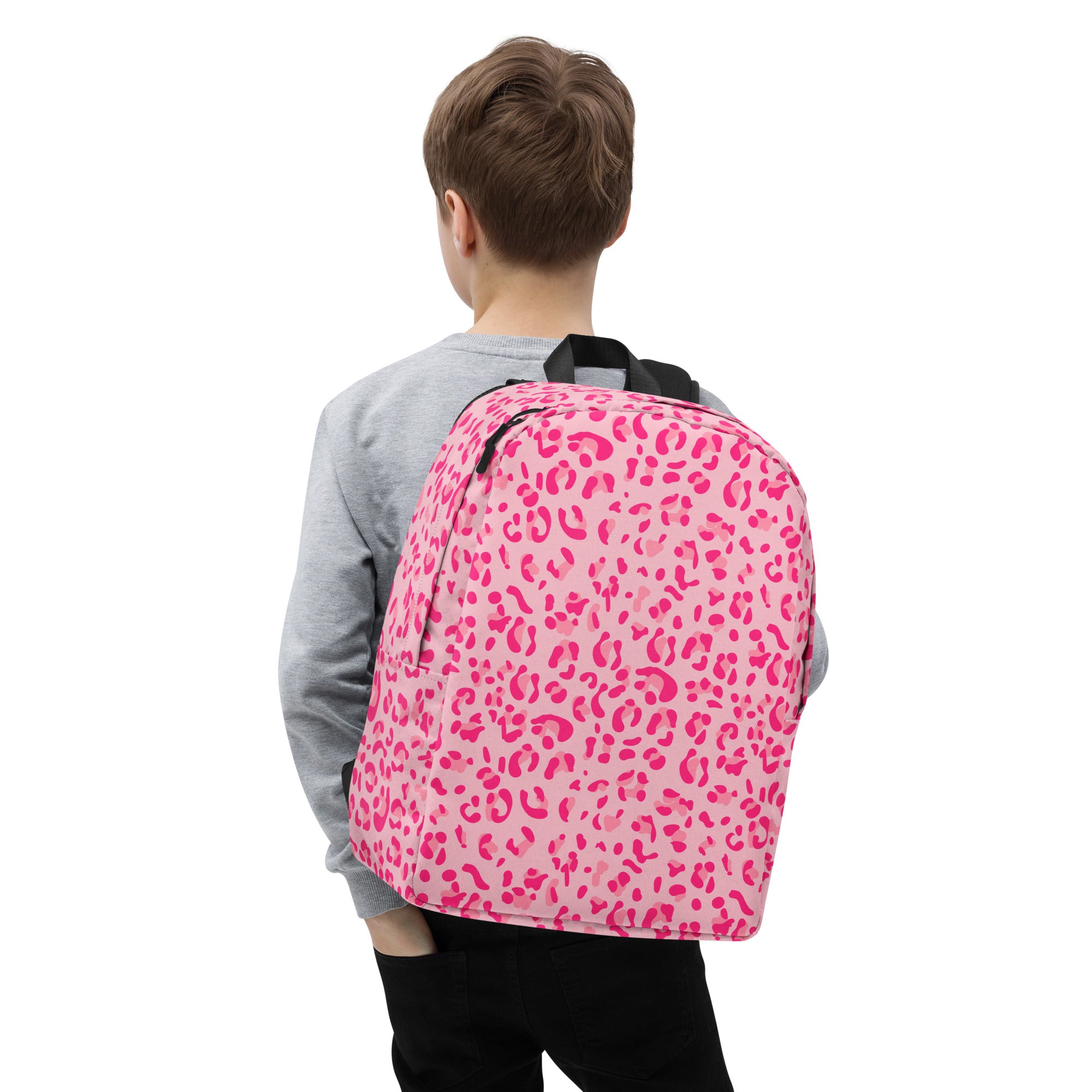 Minimalist Backpack Leopard Print Light Light Pink