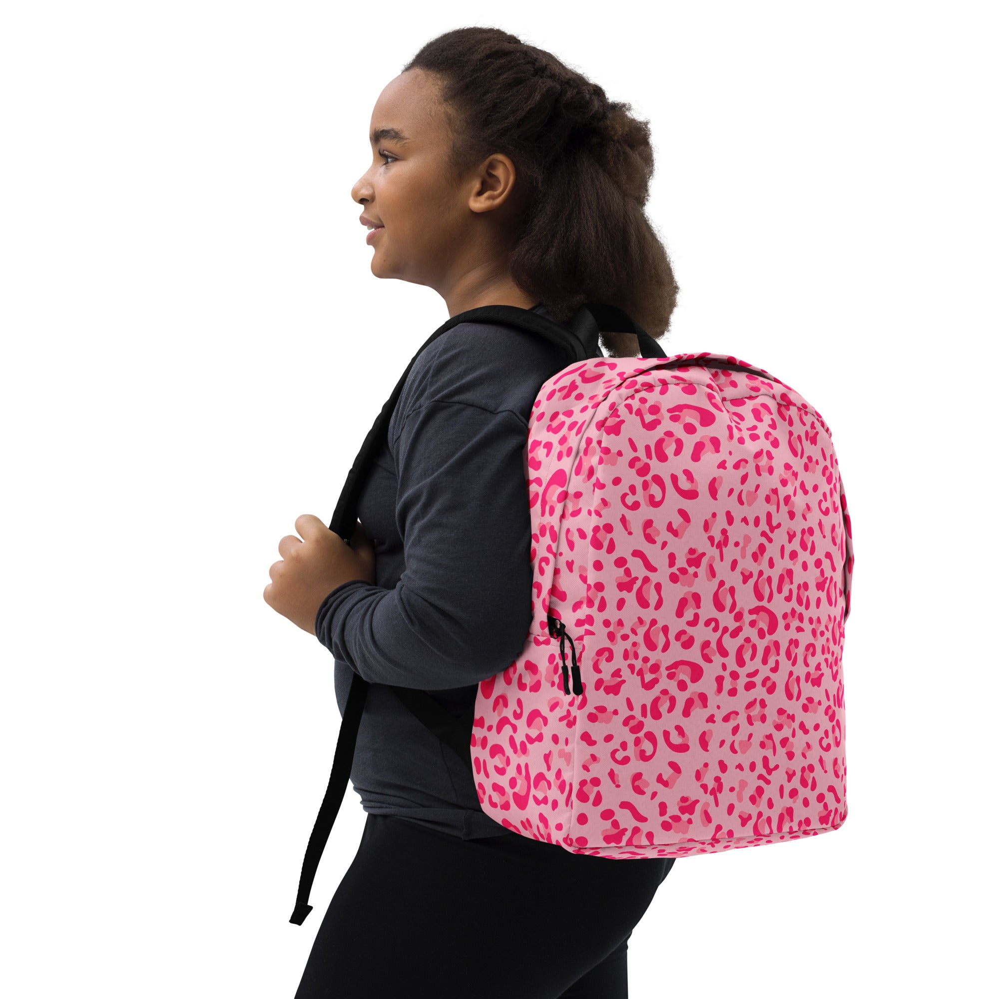 Minimalist Backpack Leopard Print Light Light Pink