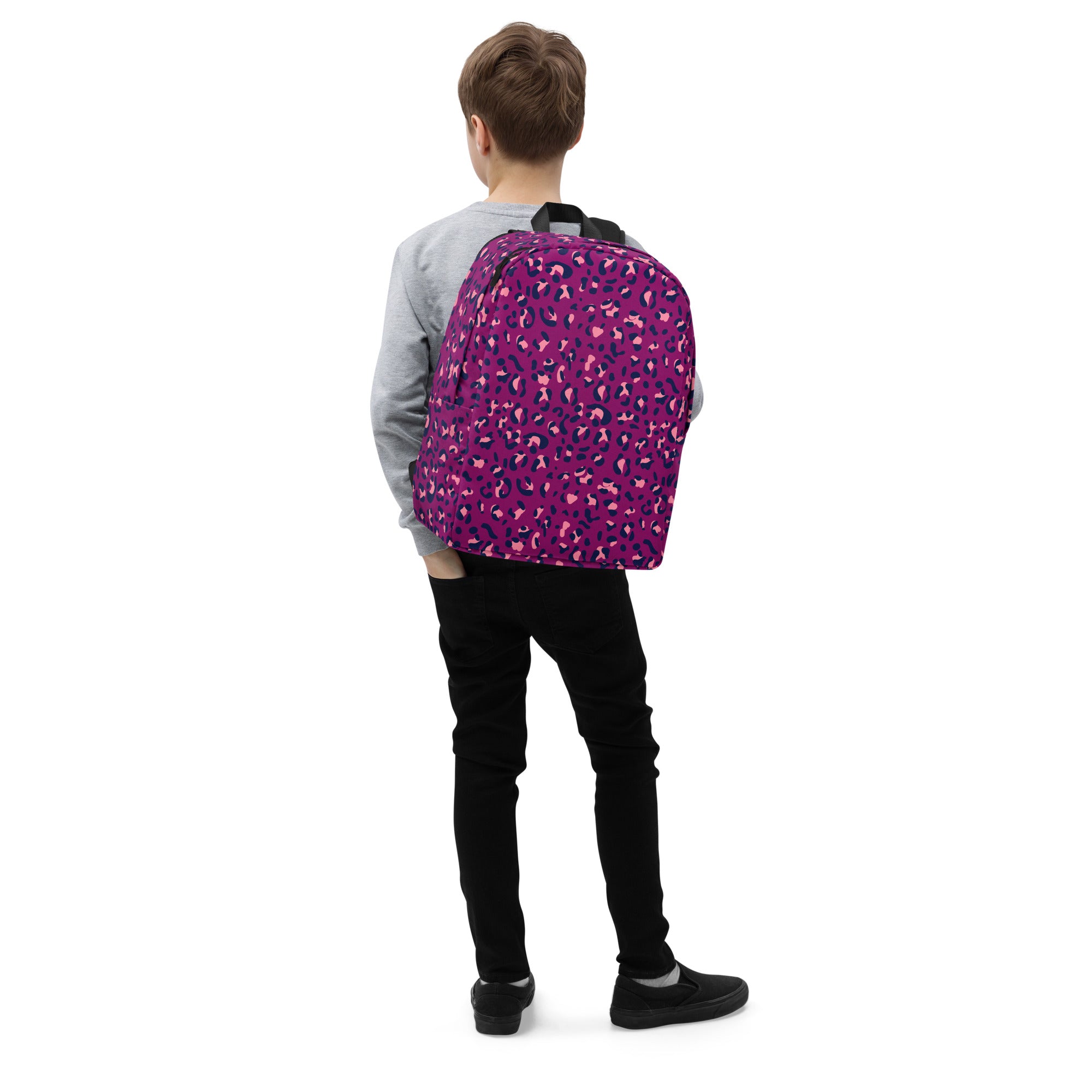 Minimalist Backpack Leopard Print Purple