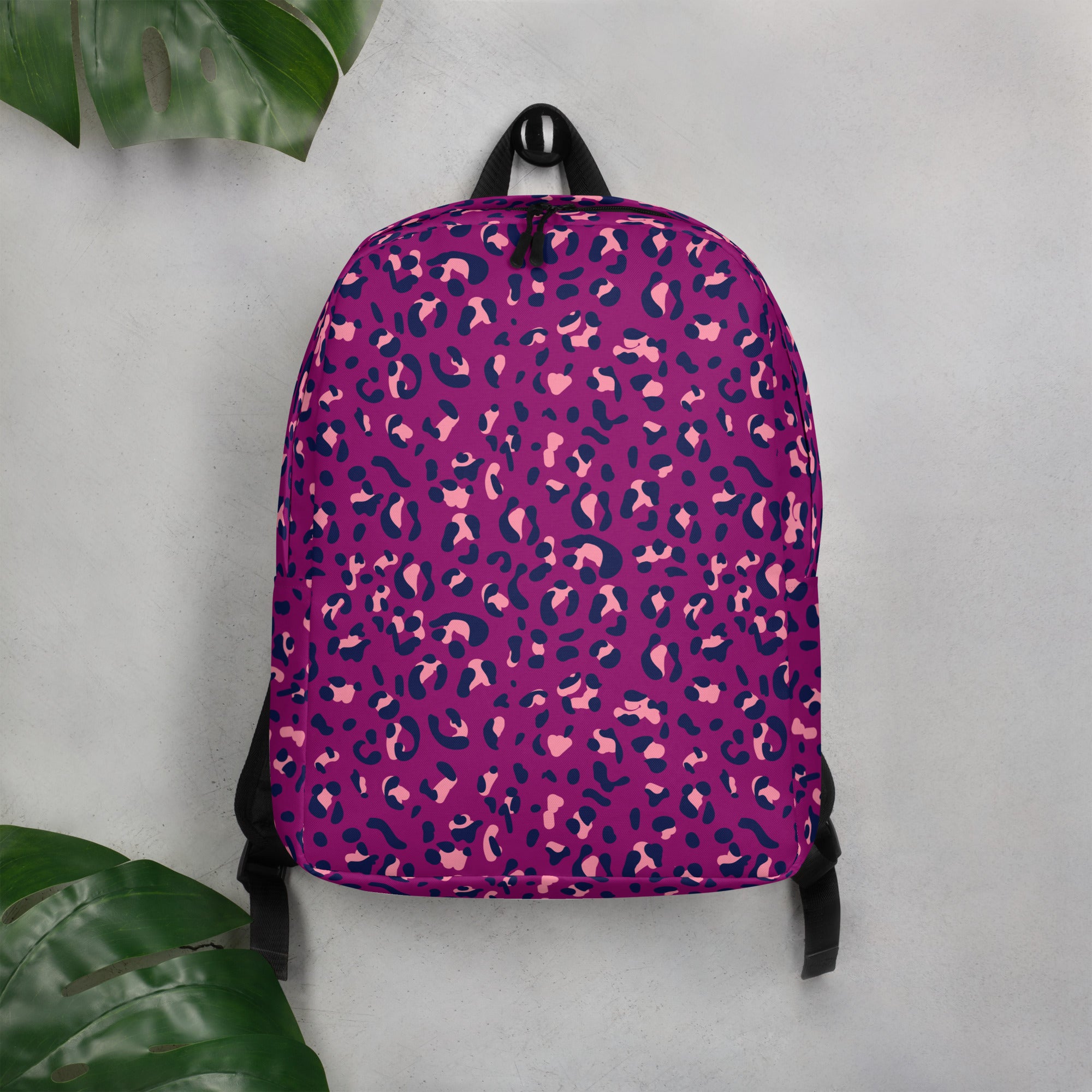 Minimalist Backpack Leopard Print Purple