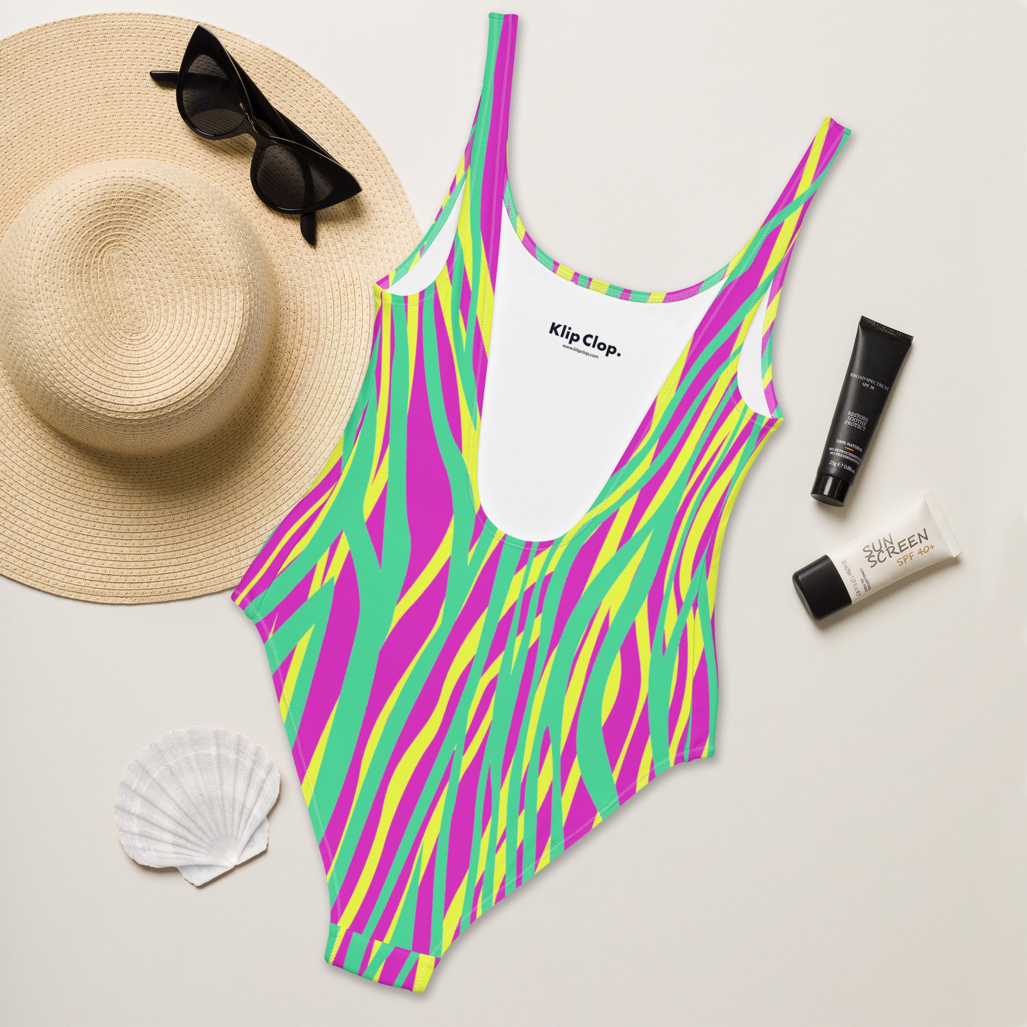 One piece Swimsuit Funky zebra Magenta
