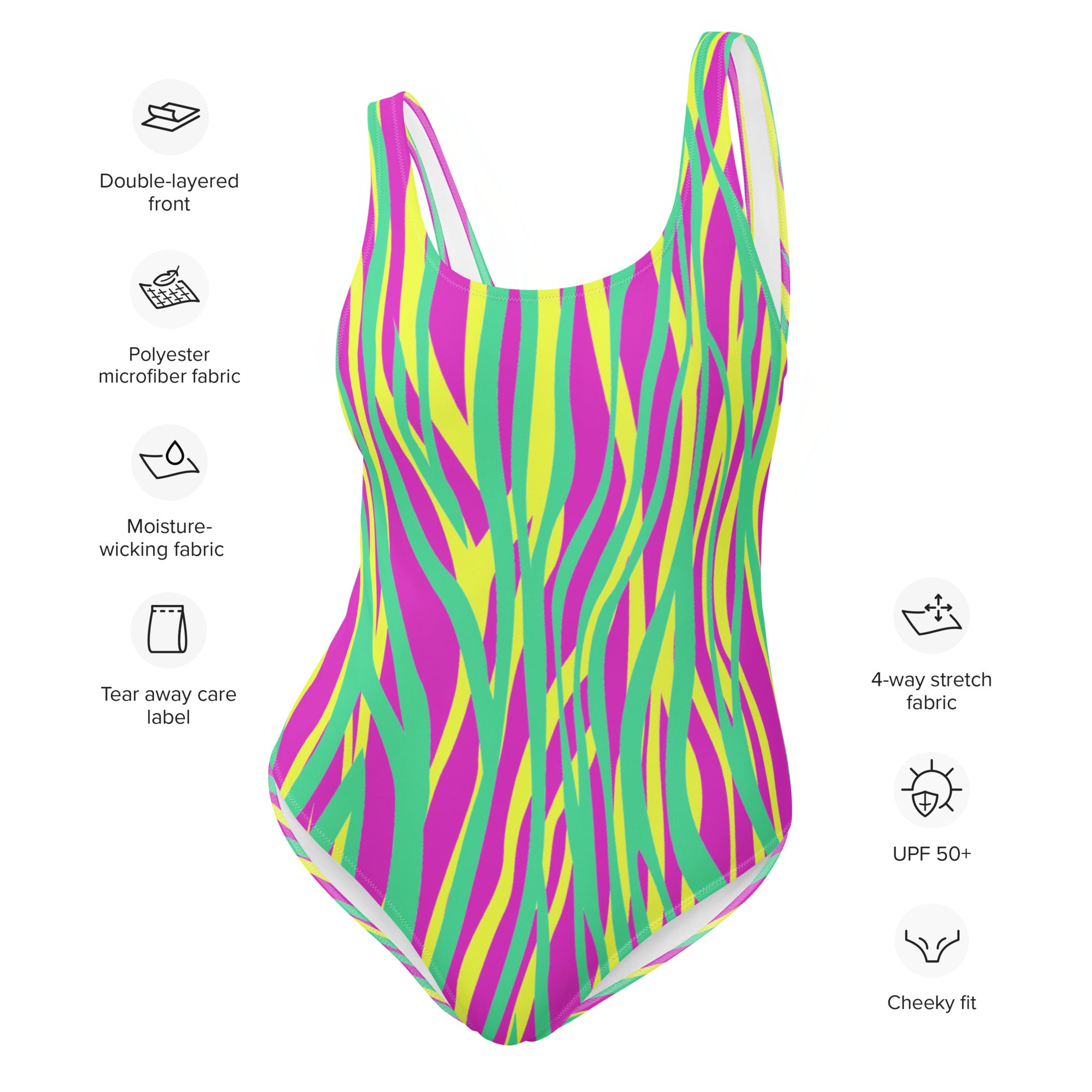 One piece Swimsuit Funky zebra Magenta