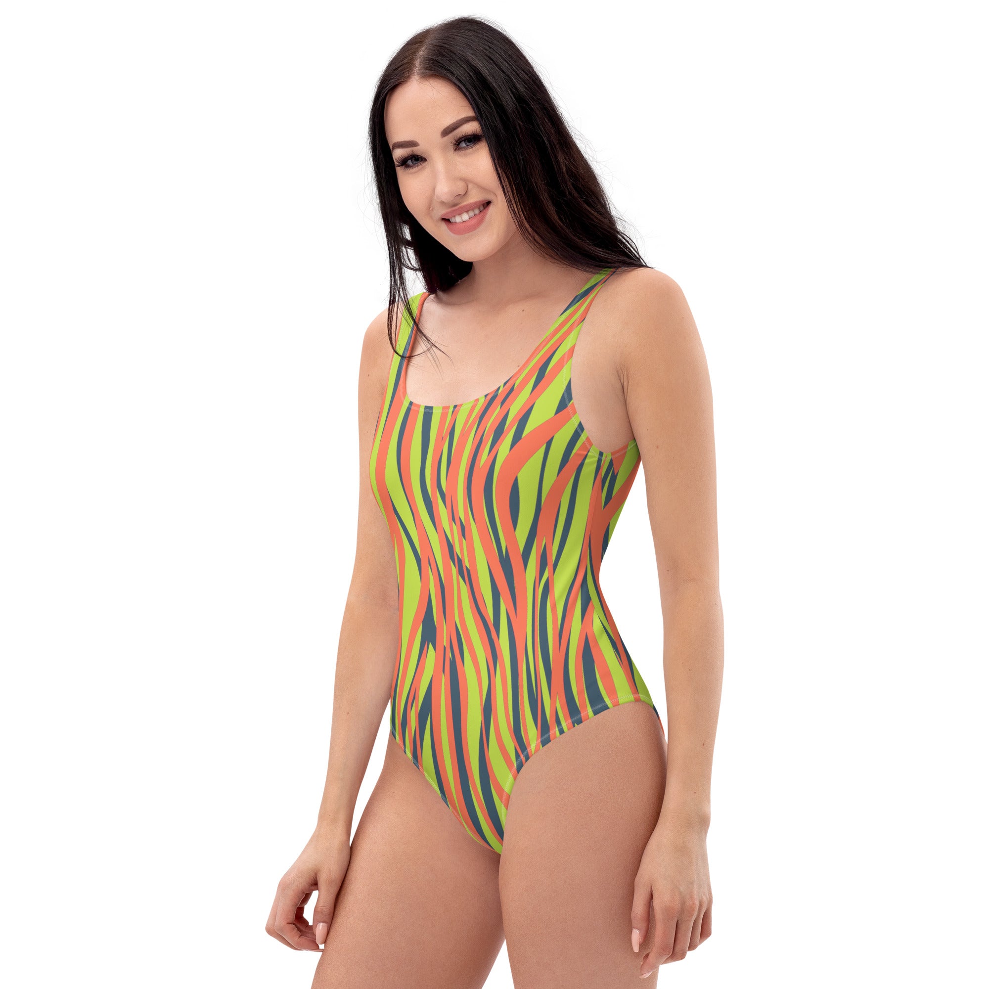 One Piece Swimsuit Funky Zebra Orange