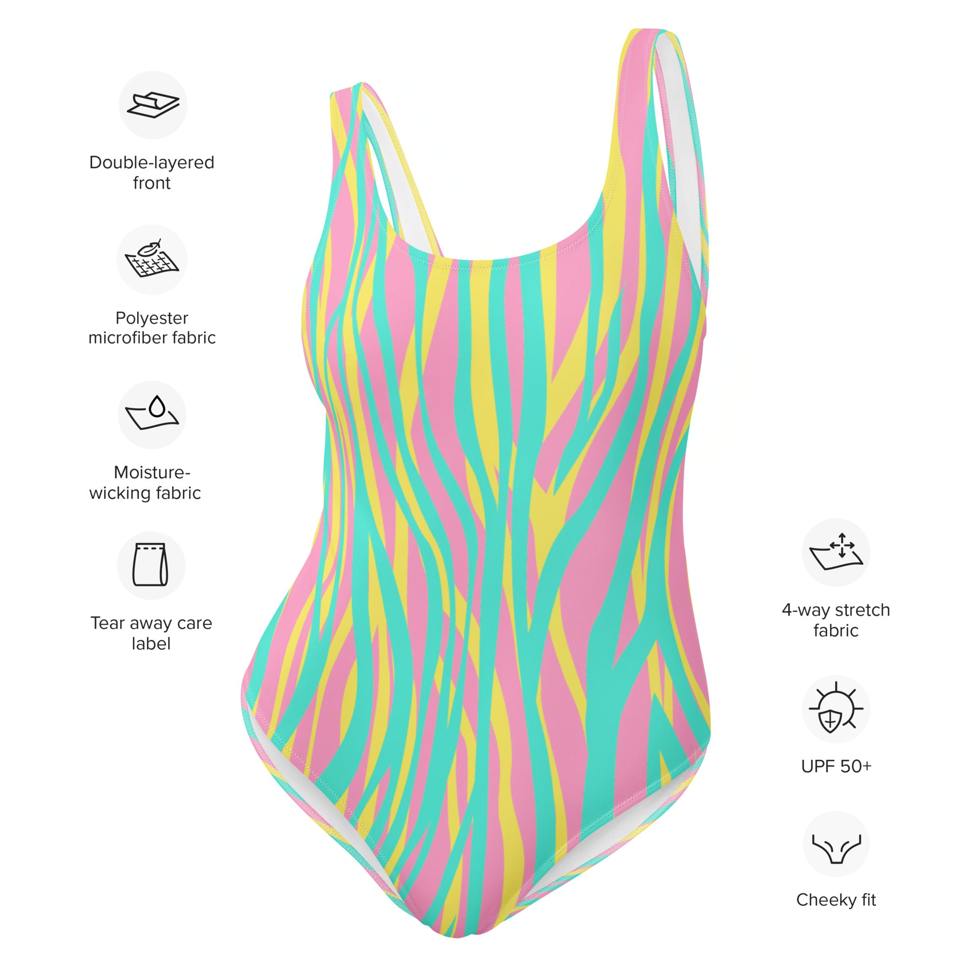 One Piece Swimsuit Funky Zebra Pink