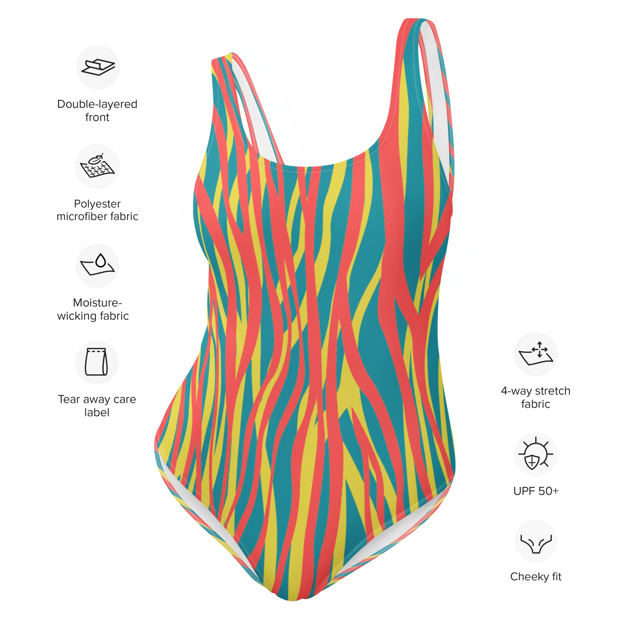 One Piece Swimsuit Funky Zebra Red