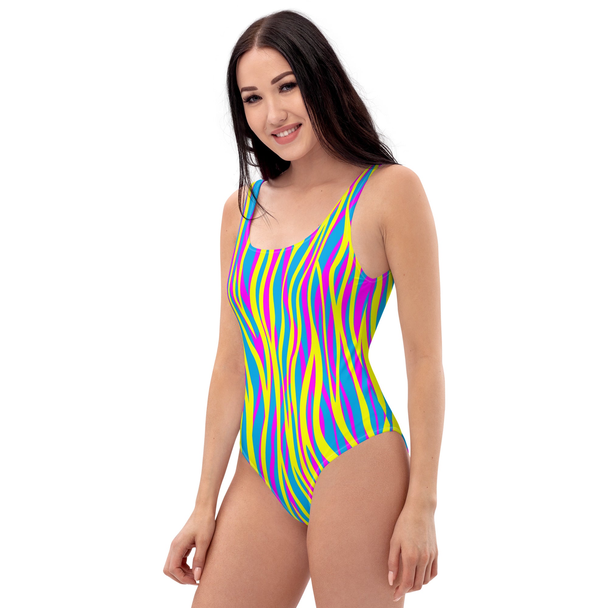 One Piece Swimsuit Funky Zebra Yellow