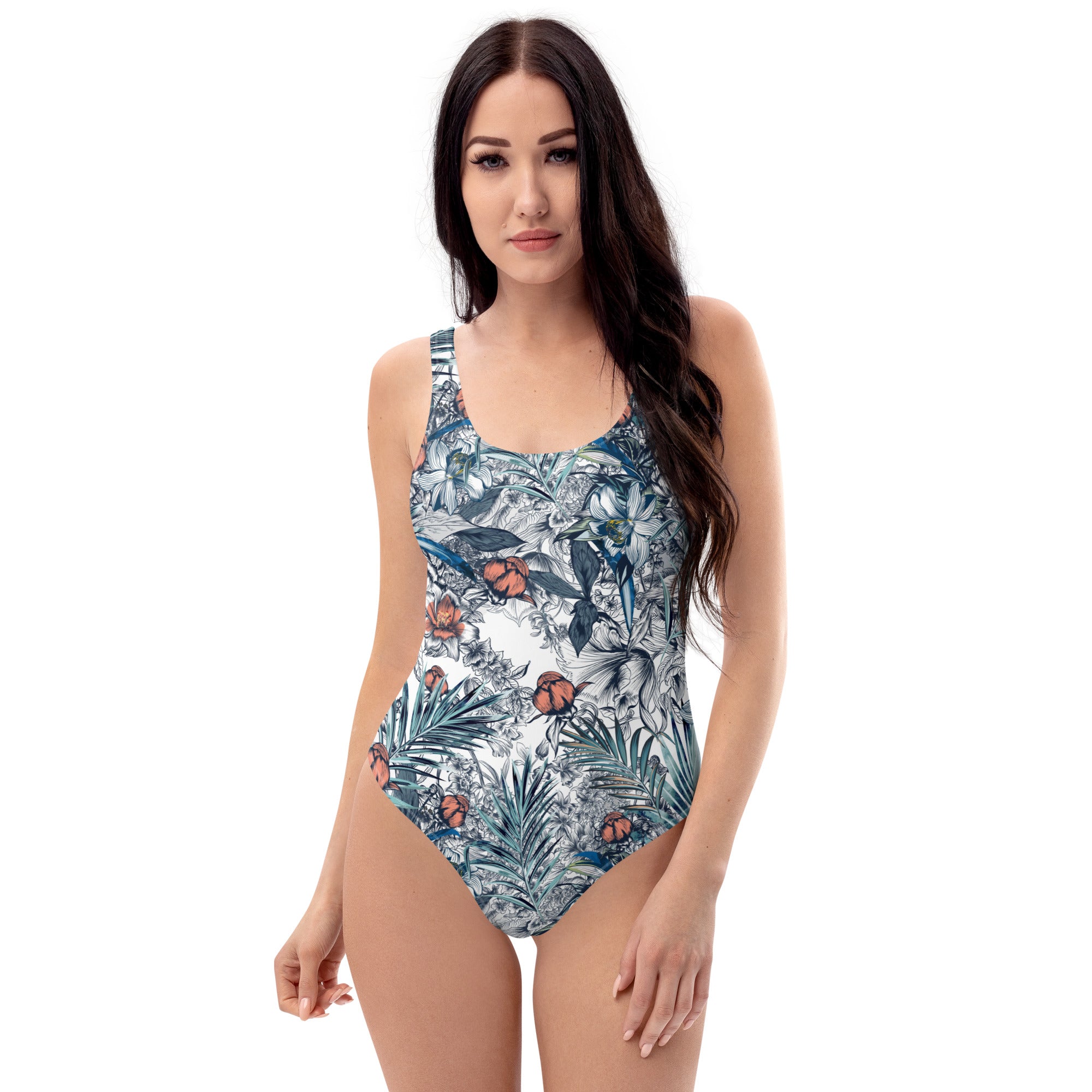 One Piece Swimsuit Palm leafs