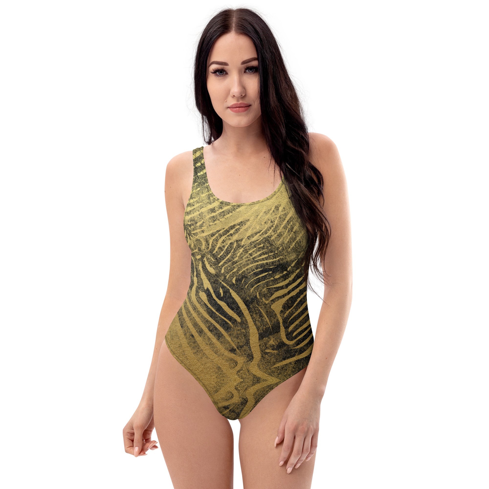 One Piece Swimsuit Safari Zebra Black and gold
