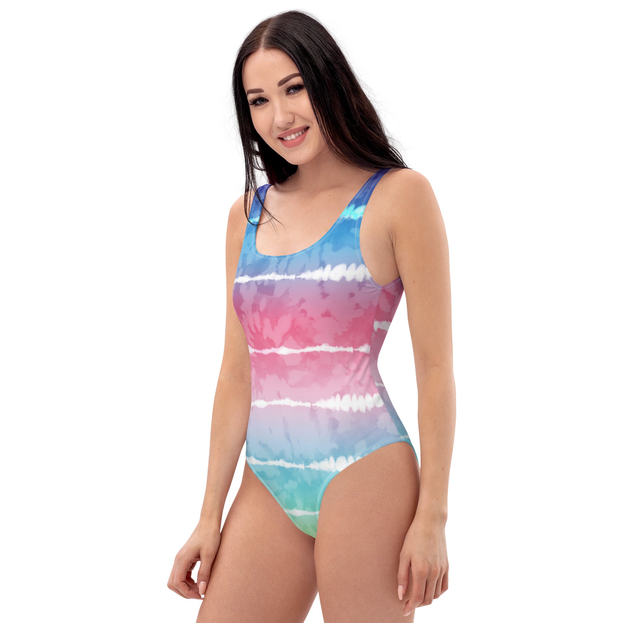 One Piece Swimsuit Tie Dye Stripes