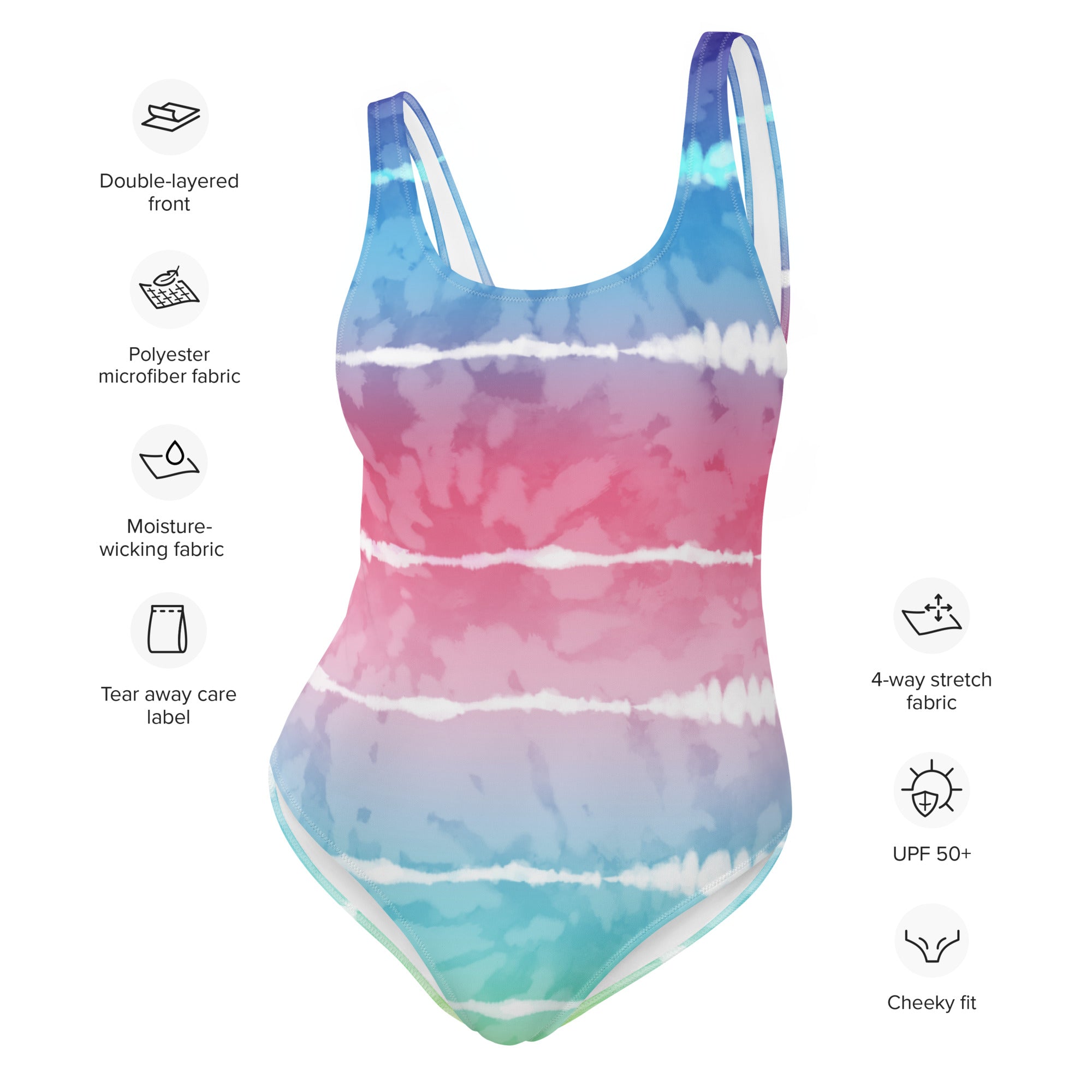 One Piece Swimsuit Tie Dye Stripes