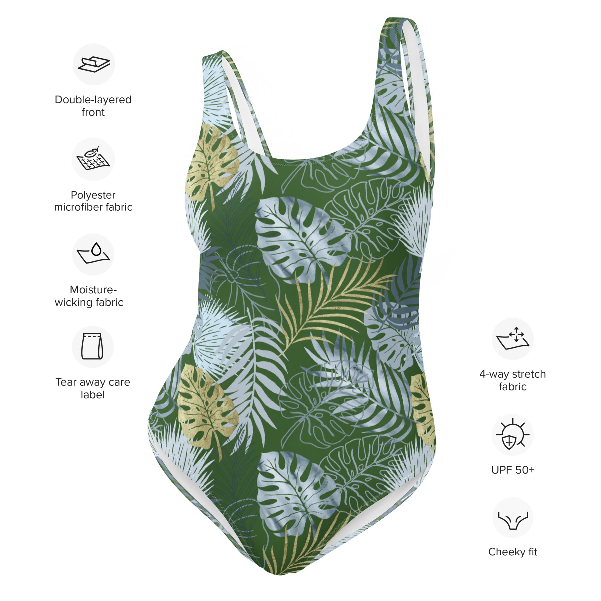 One Piece Swimsuit Tropical Green