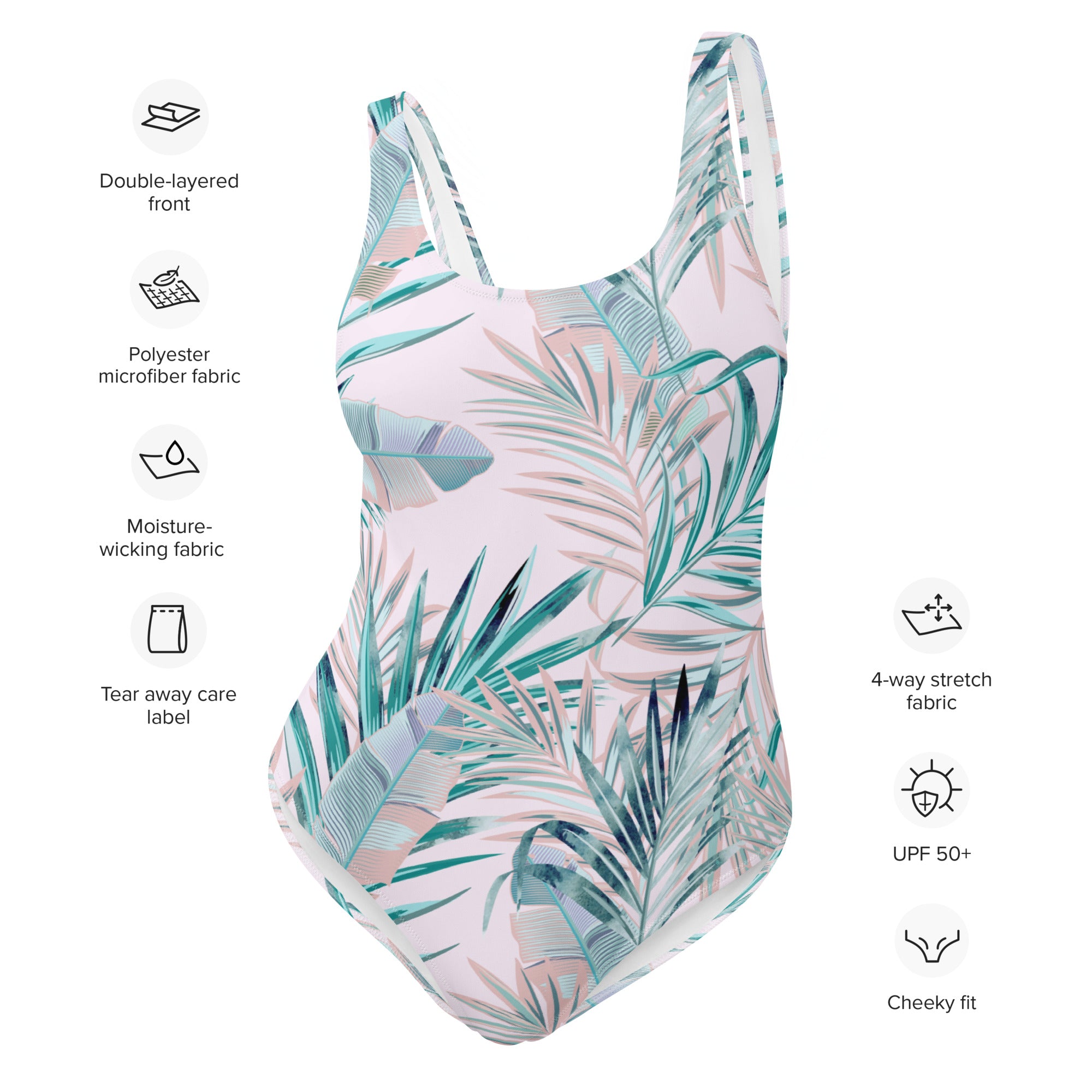 One Piece Swimsuit Tropical Palm leafs