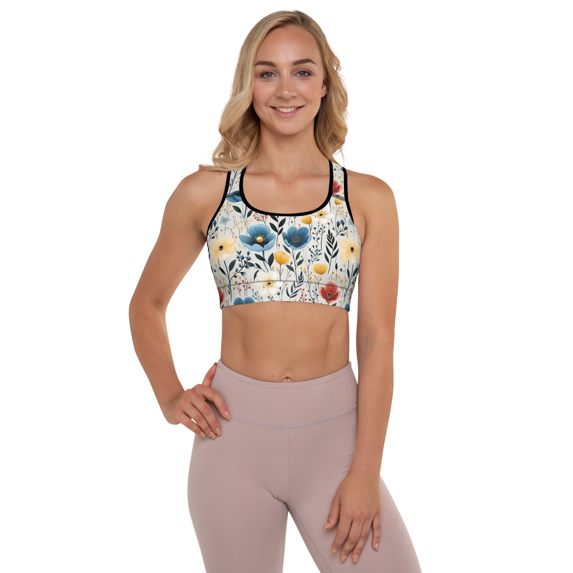Padded Sports Bra Butterfly Garden Yellow