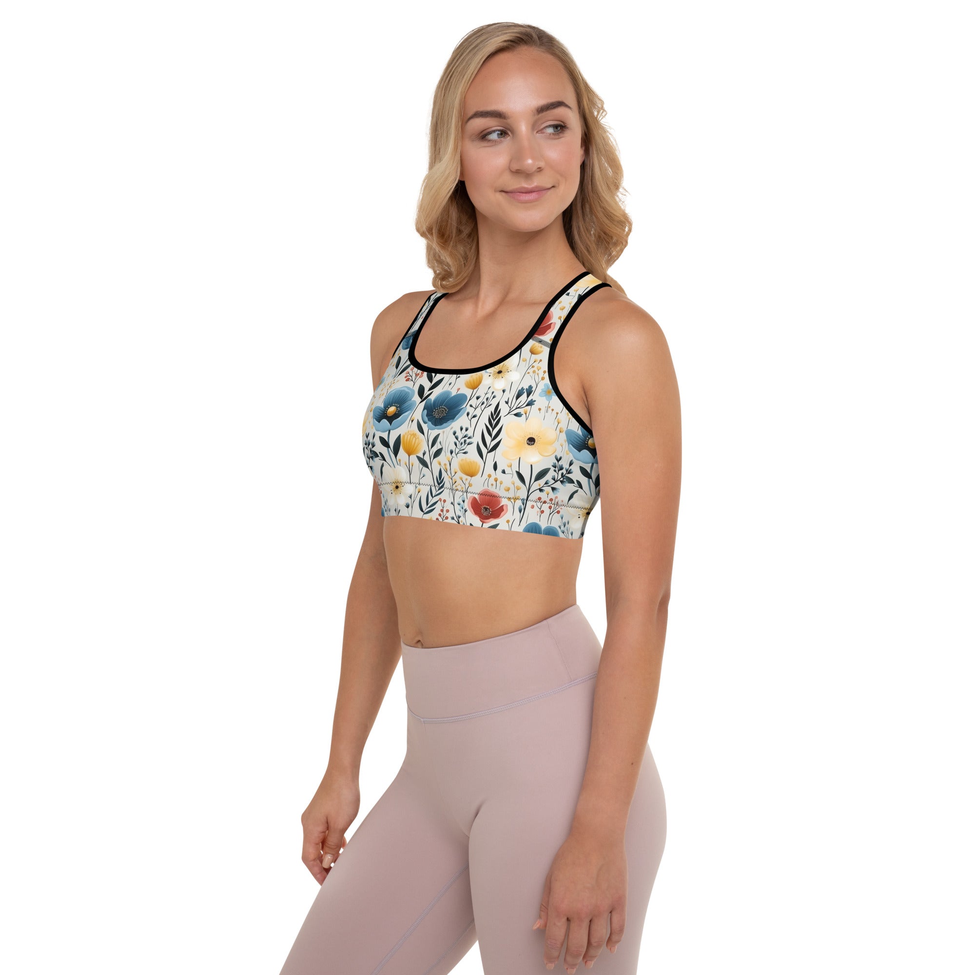 Padded Sports Bra Butterfly Garden Yellow