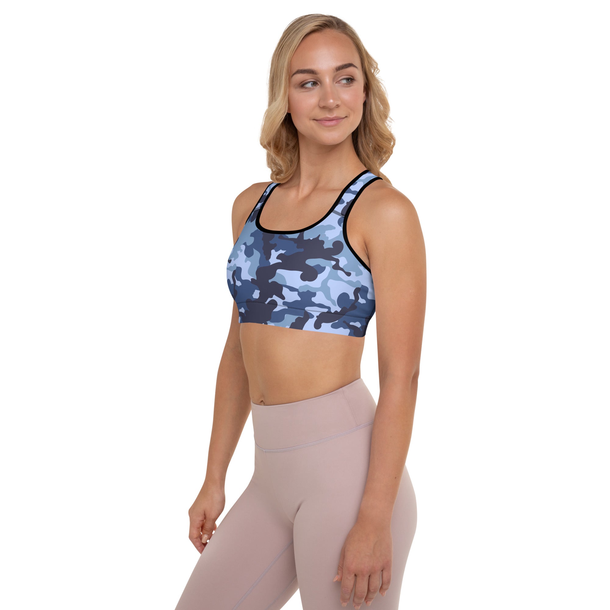 Padded Sports Bra Camo Blue