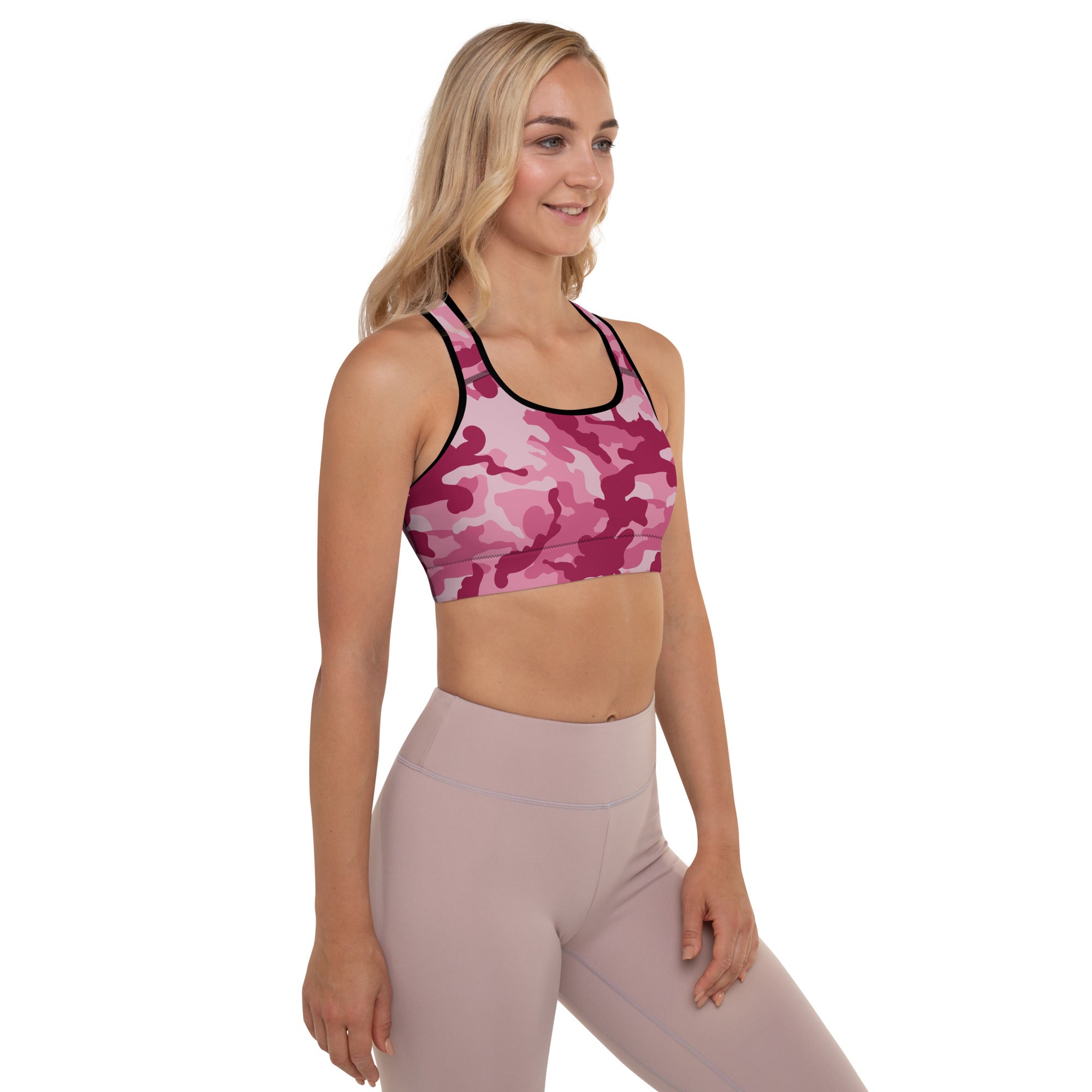 Padded Sports Bra Camo Dark Pink
