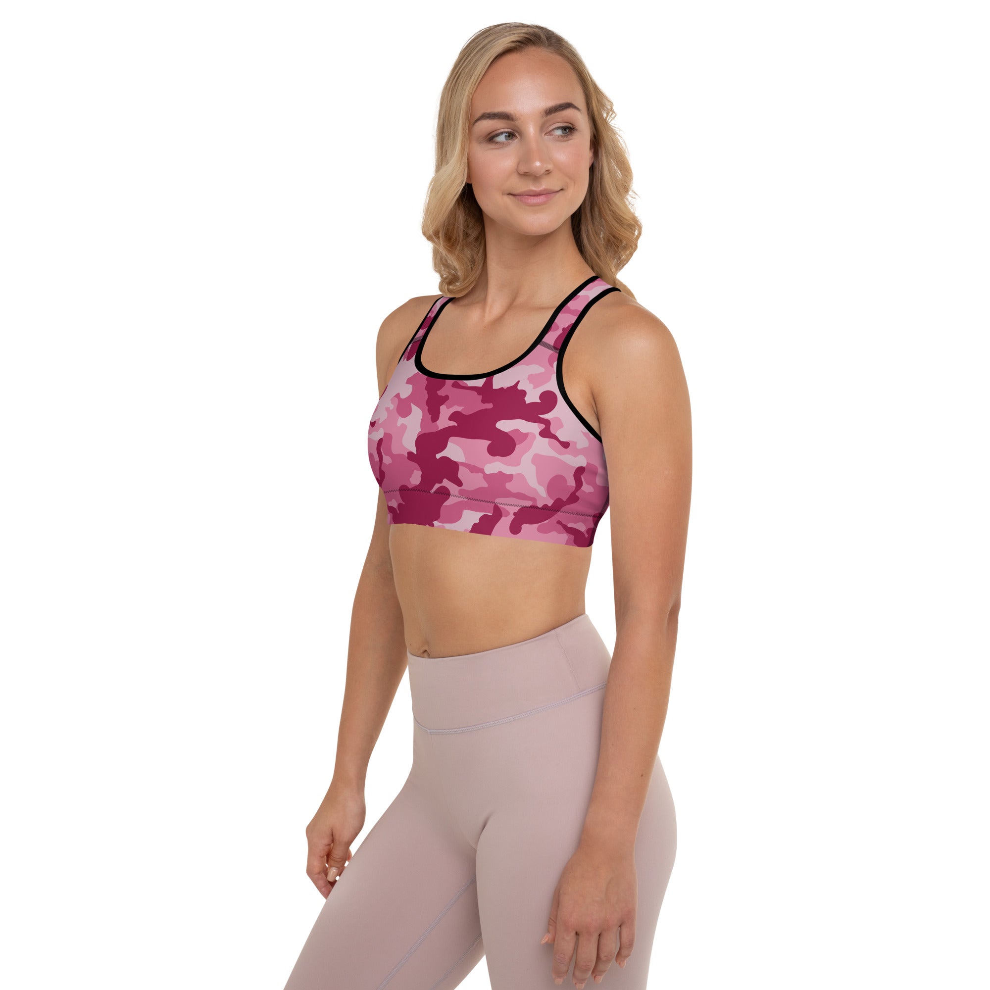 Padded Sports Bra Camo Dark Pink