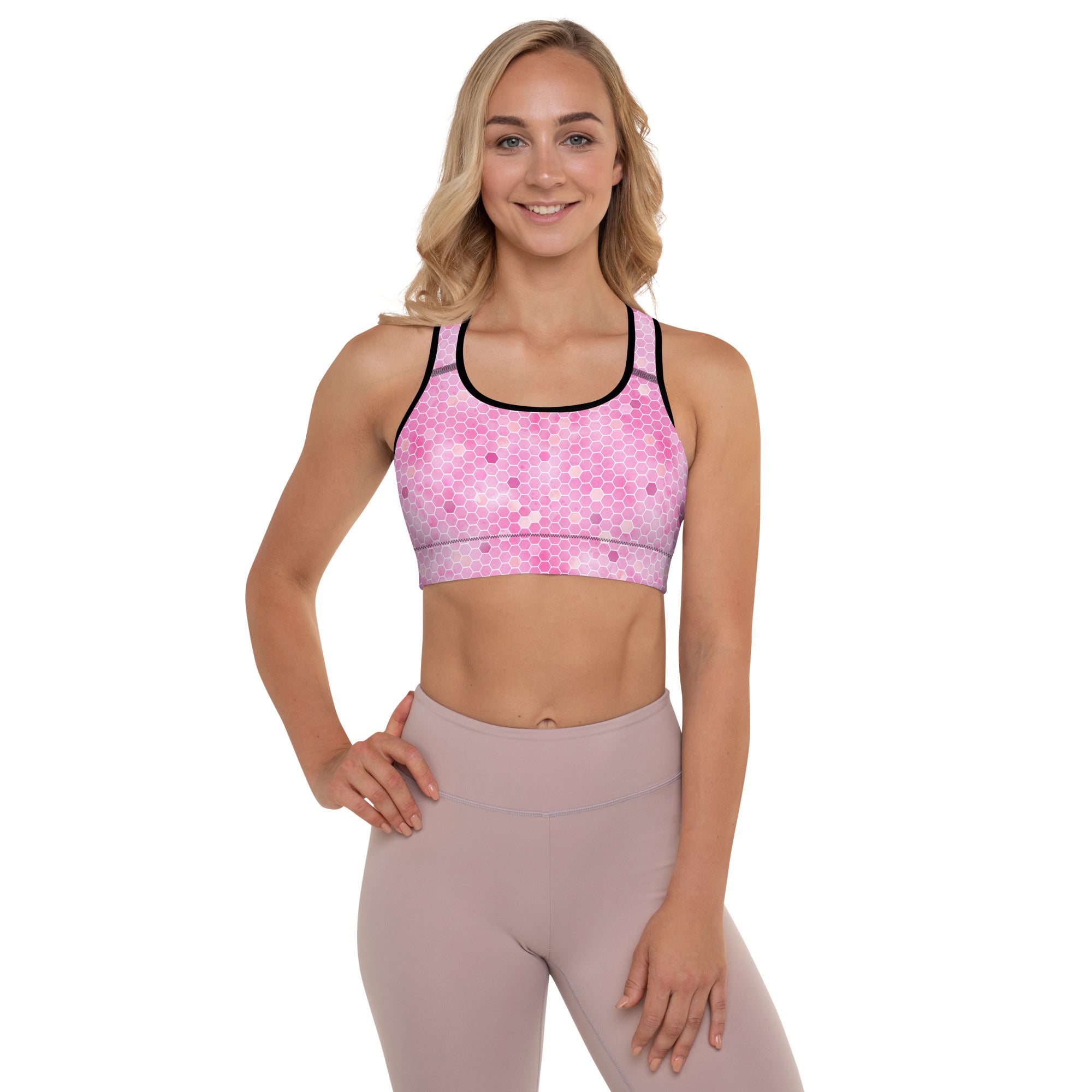 Padded Sports Bra Honeycomb Pink