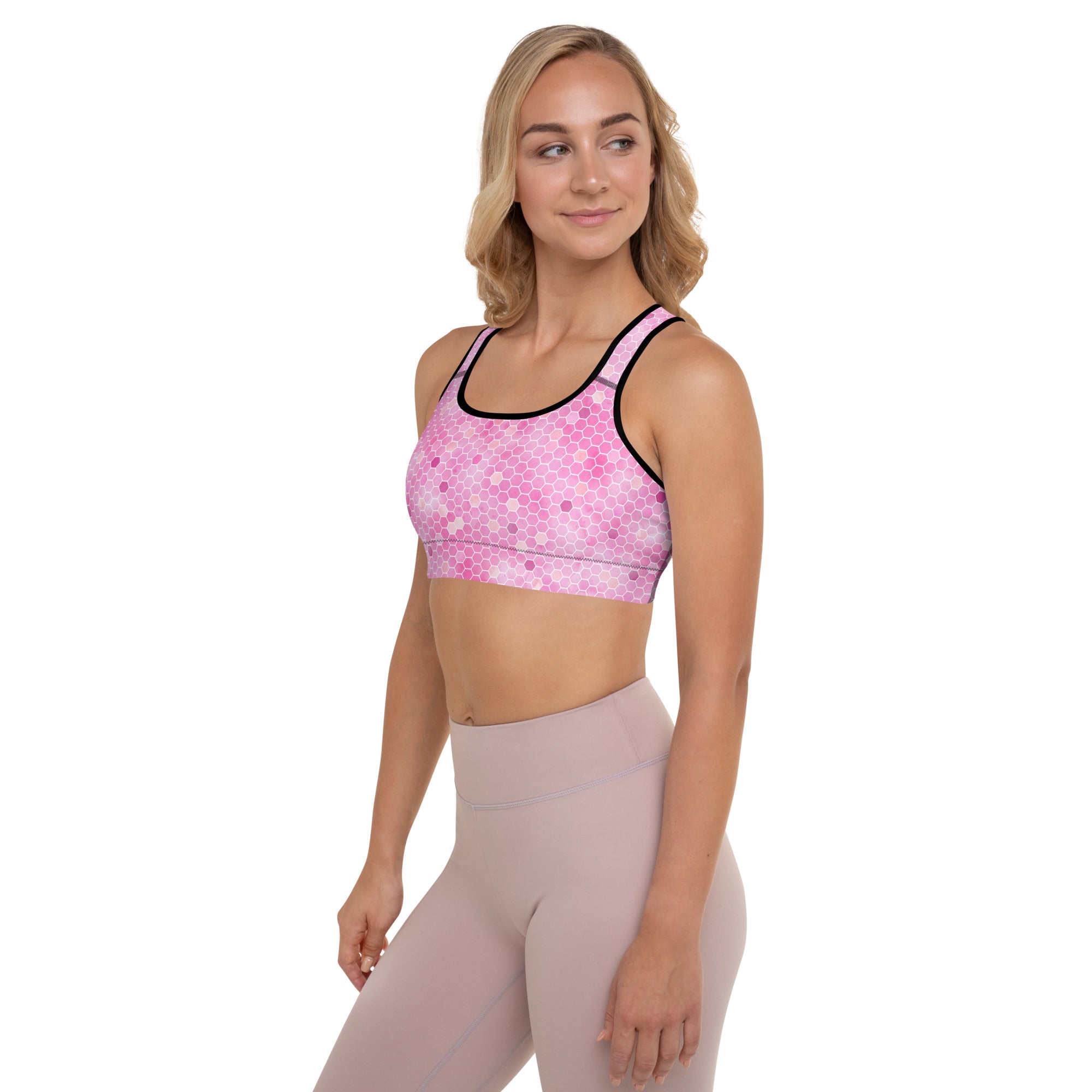 Padded Sports Bra Honeycomb Pink
