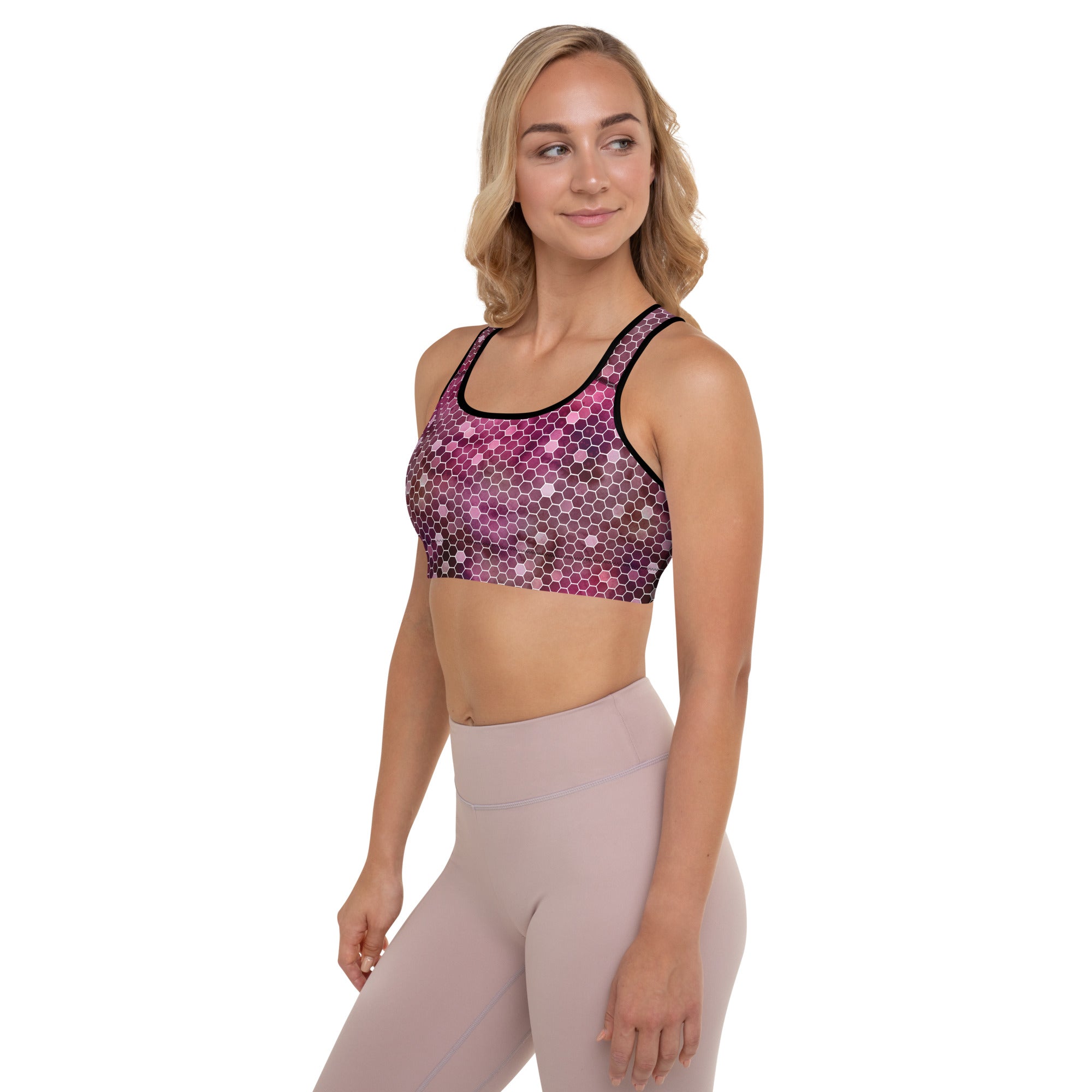 Padded Sports Bra Honeycomb Red