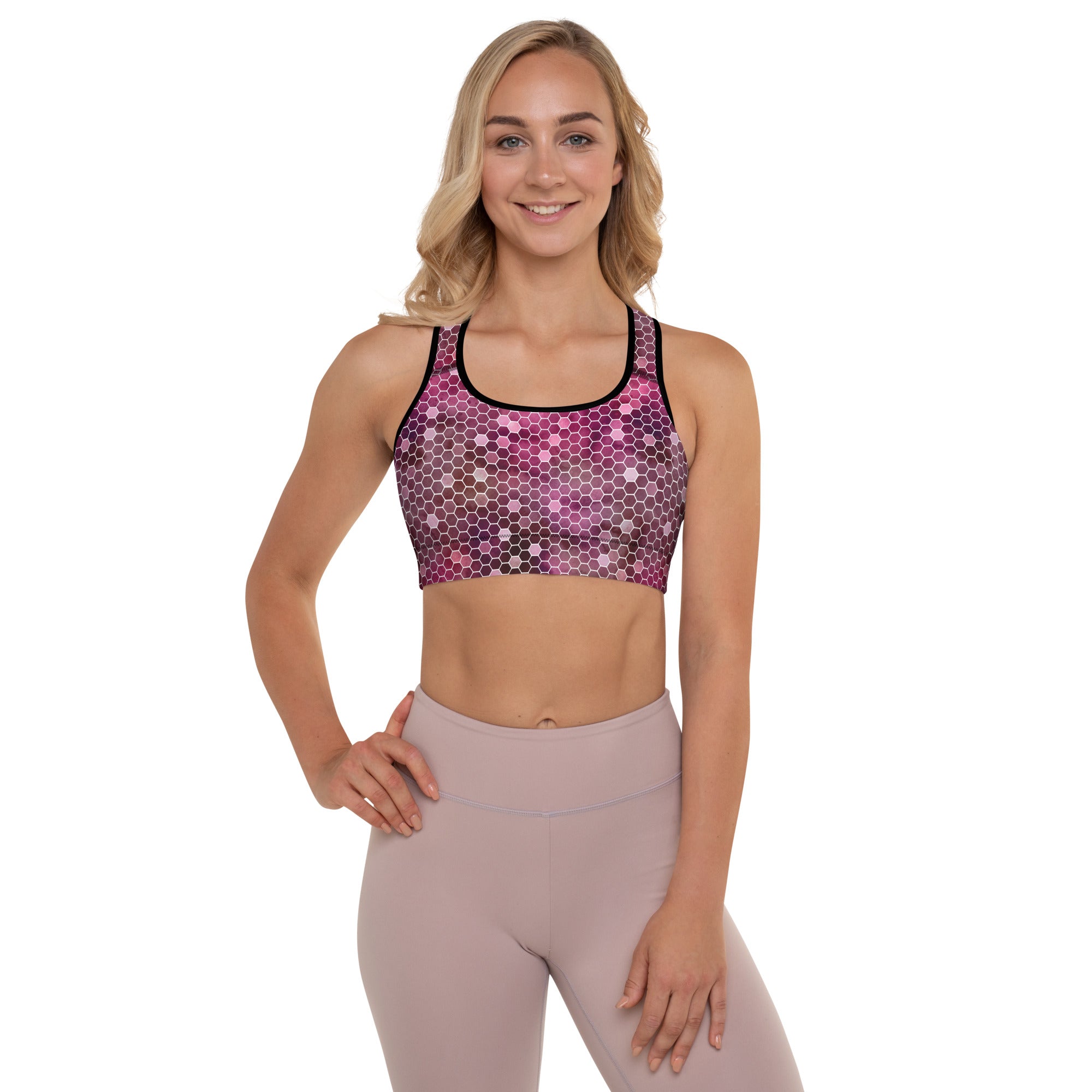 Padded Sports Bra Honeycomb Red