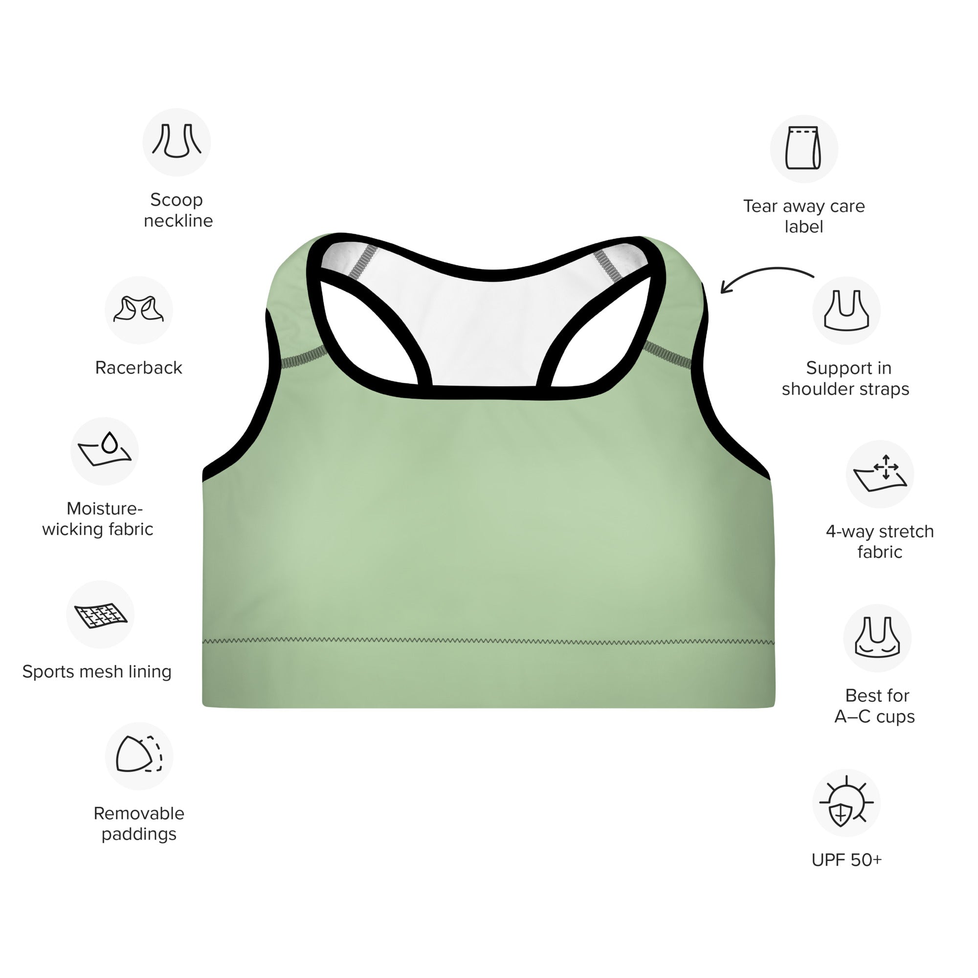 Padded Sports Bra Light Green