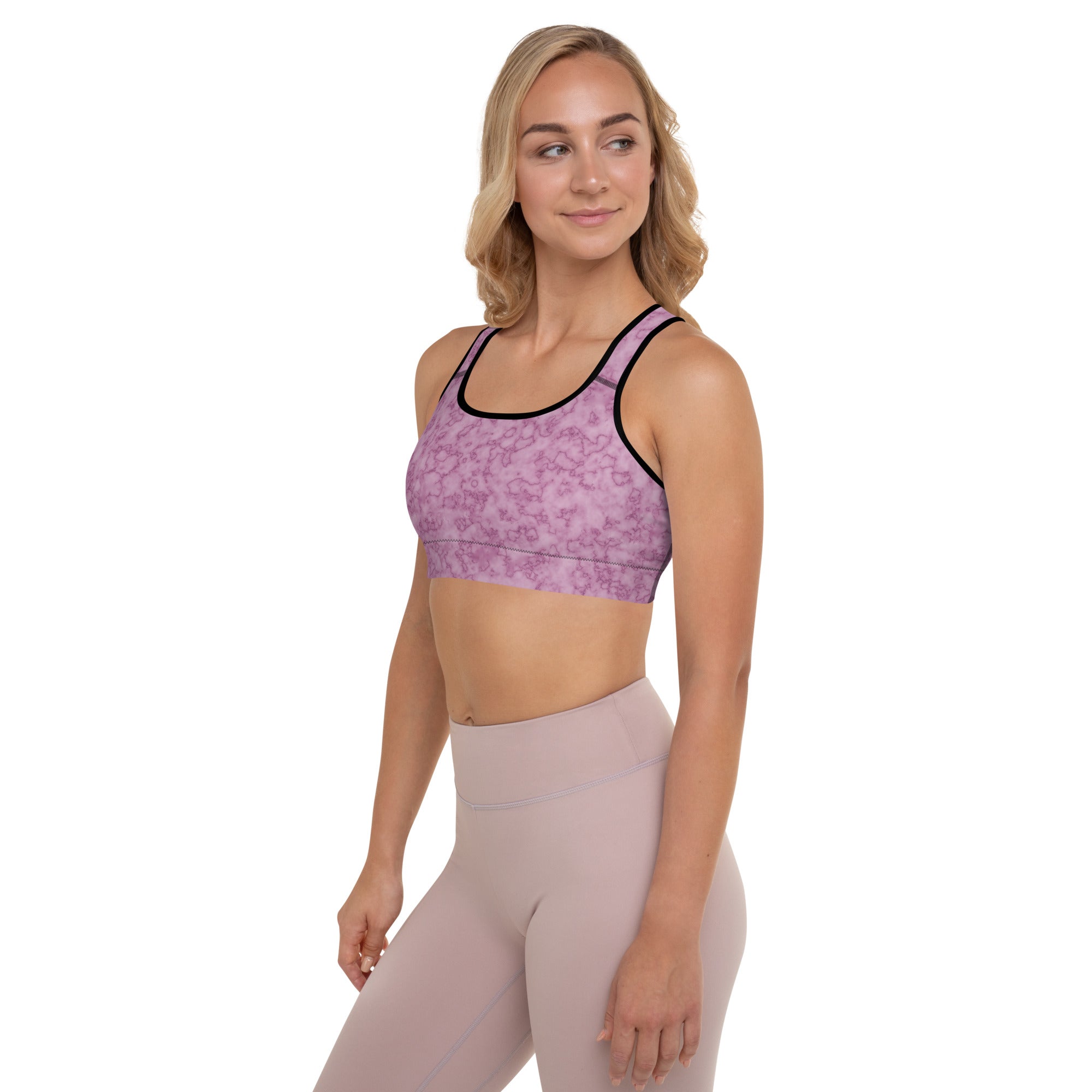 Padded Sports Bra Marble Dark Pink