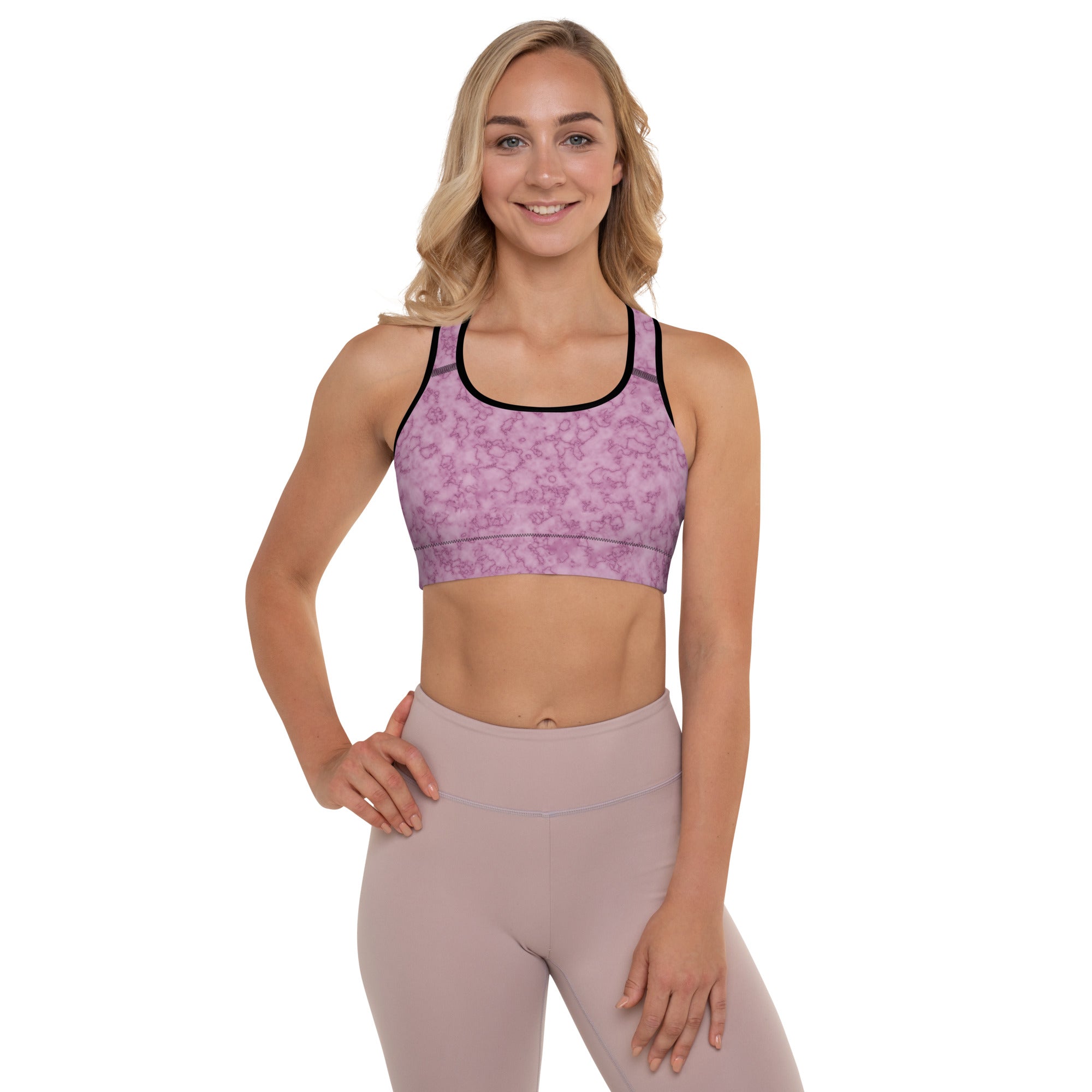 Padded Sports Bra Marble Dark Pink