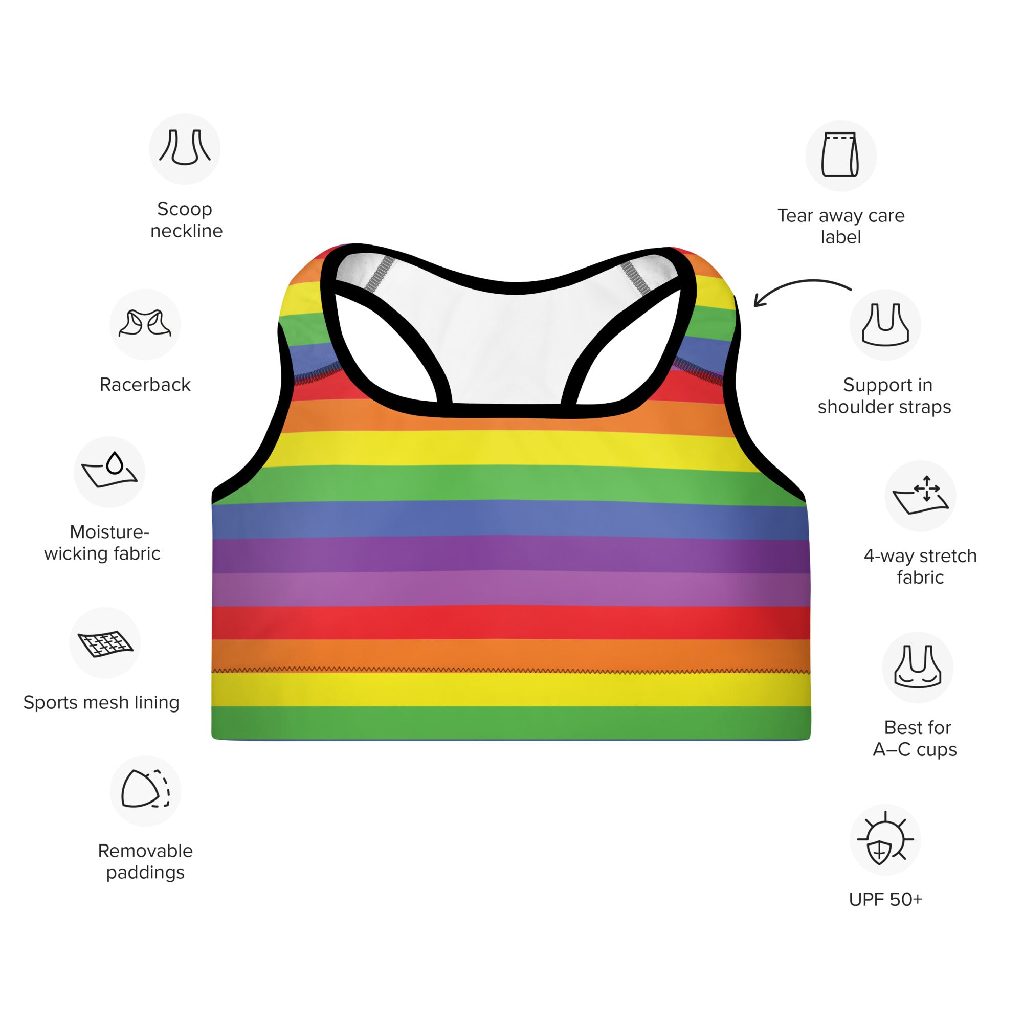 Padded Sports Bra Rainbow