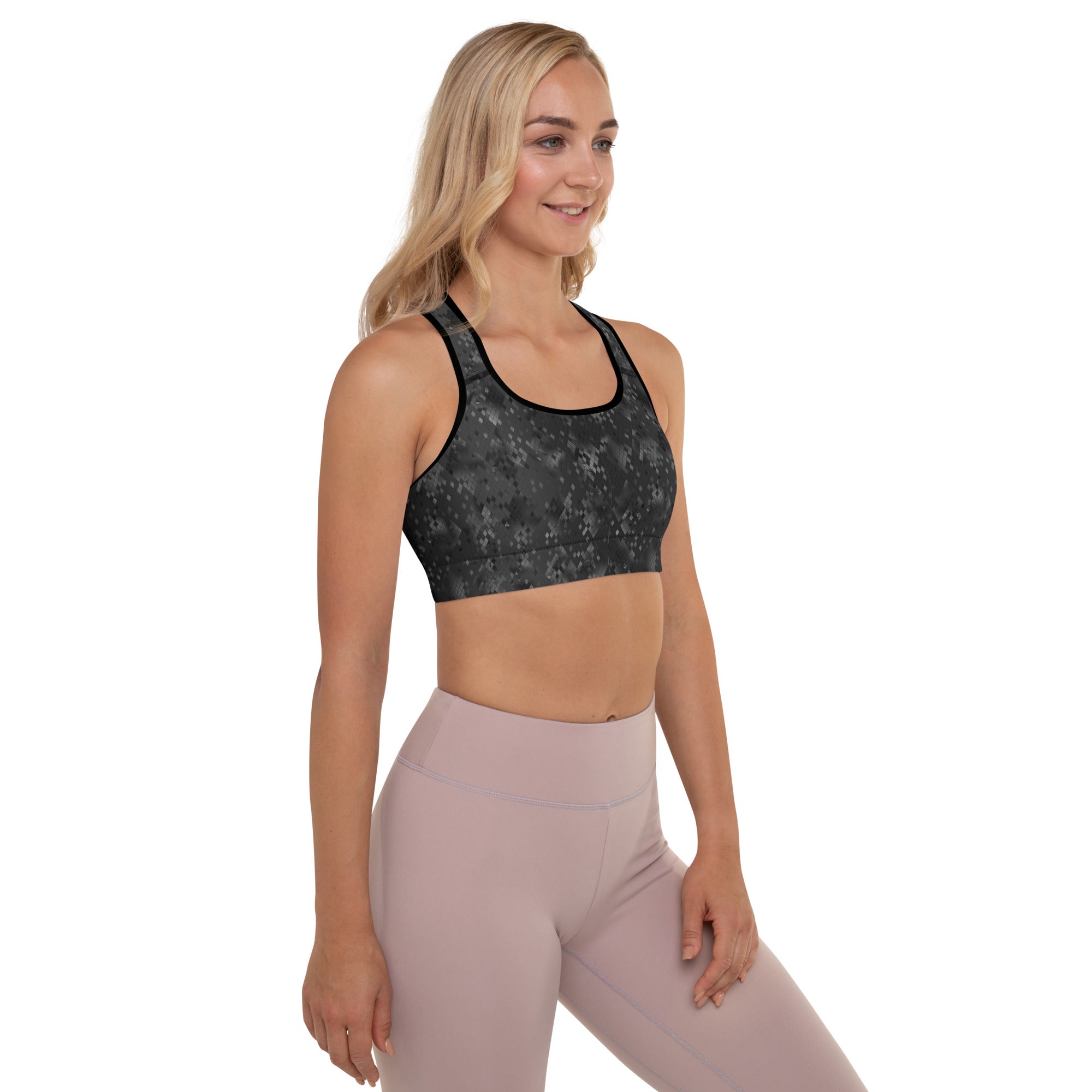 Padded Sports Bra Snake Print Black