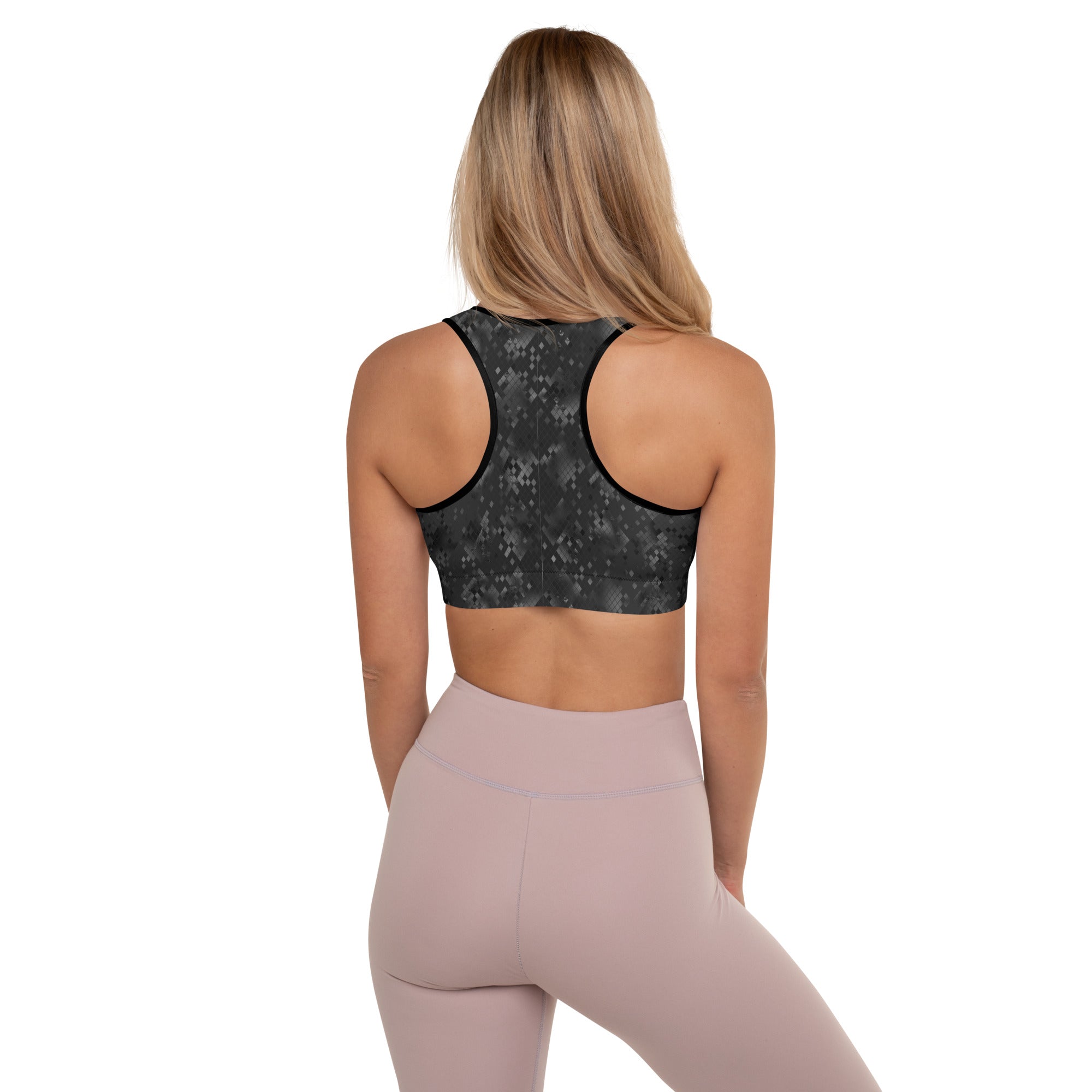 Padded Sports Bra Snake Print Black