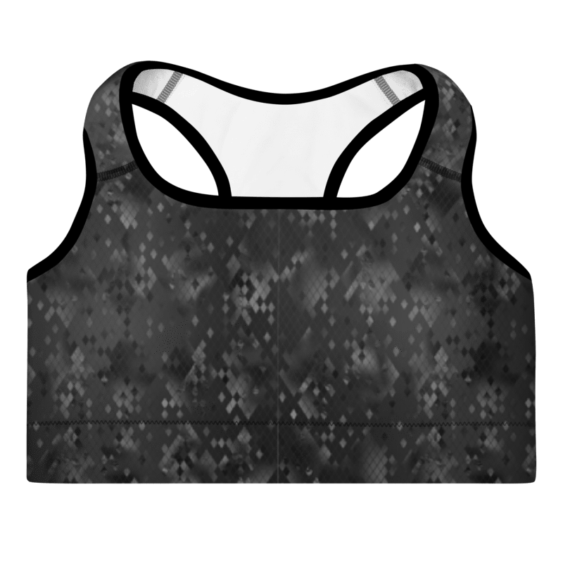 Padded Sports Bra Snake Print Black