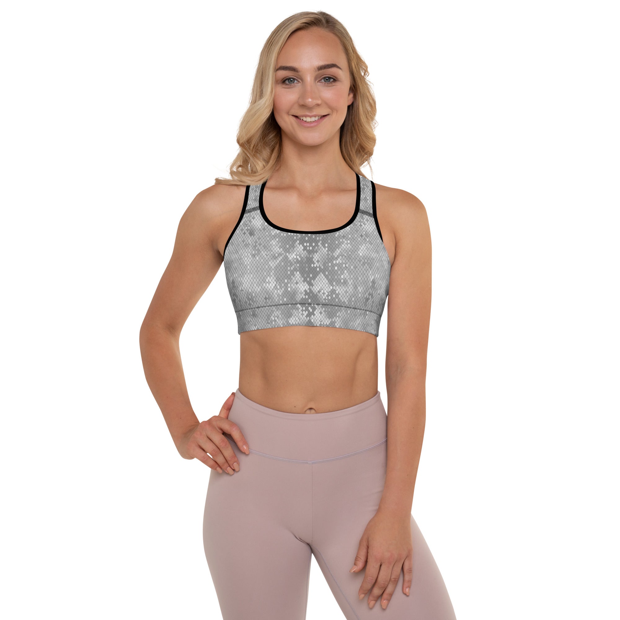 Padded Sports Bra Snake print Grey