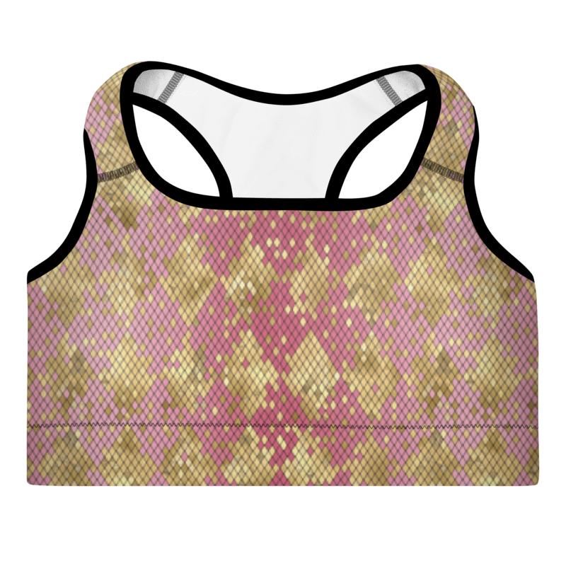 Padded Sports Bra Snake print Pink and Gold