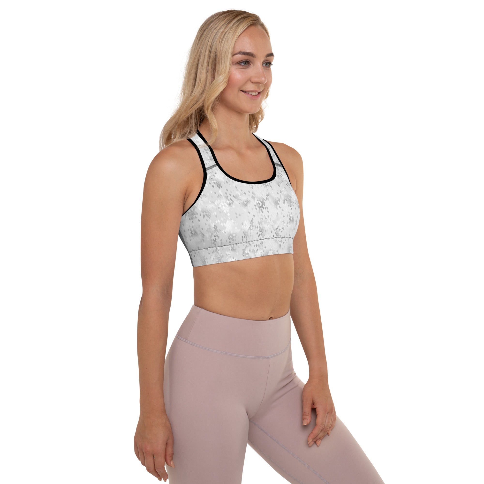 Padded Sports Bra Snake print White