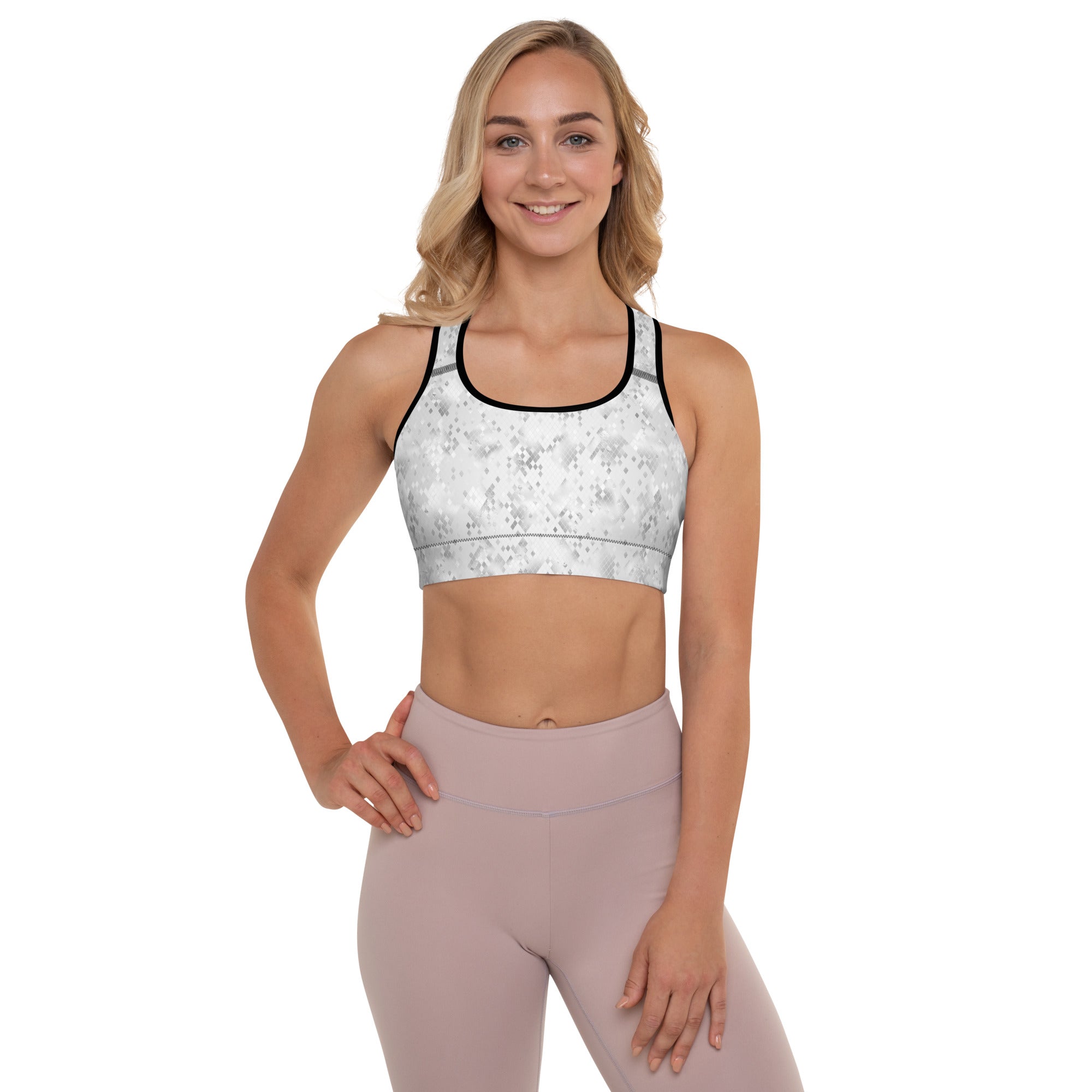 Padded Sports Bra Snake print White
