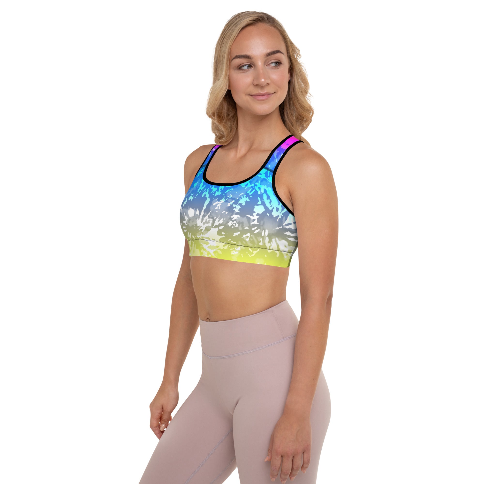 Padded Sports Bra Tie dye multicolor splashes