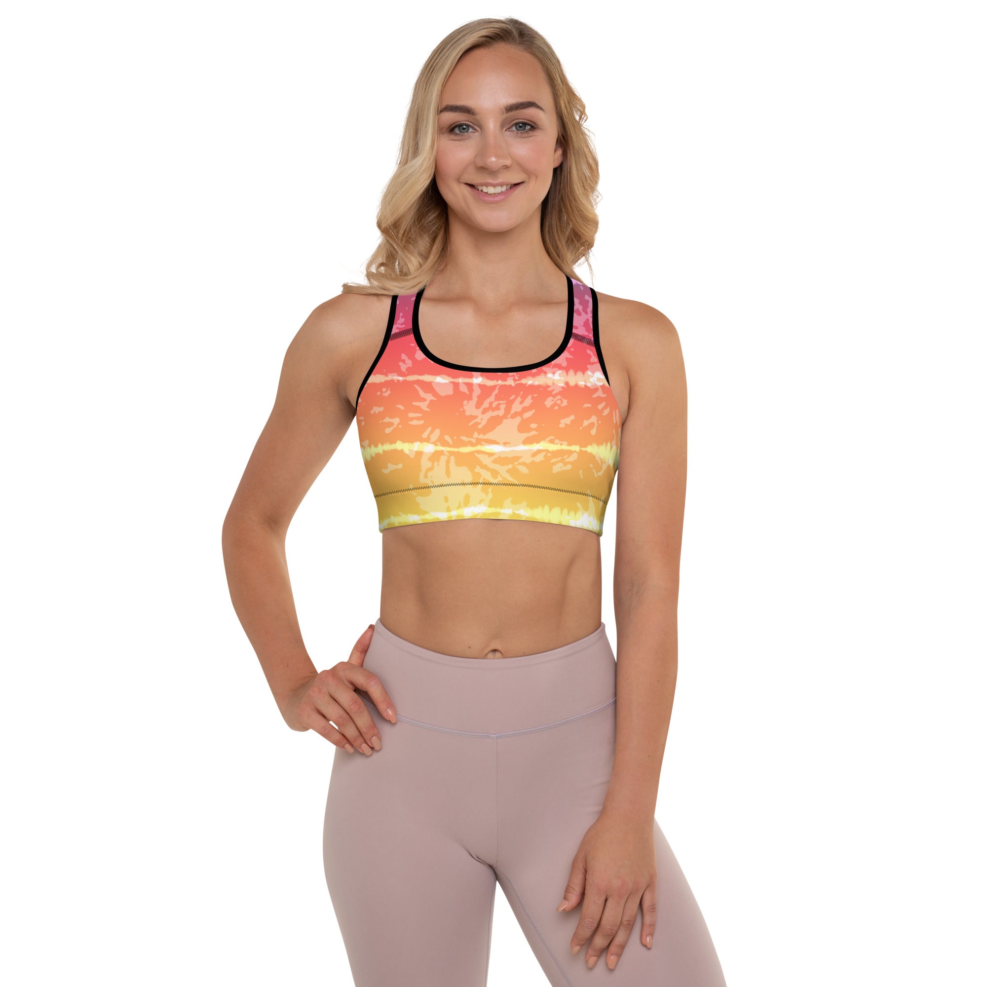 Padded Sports Bra Tie dye multicolor stripes