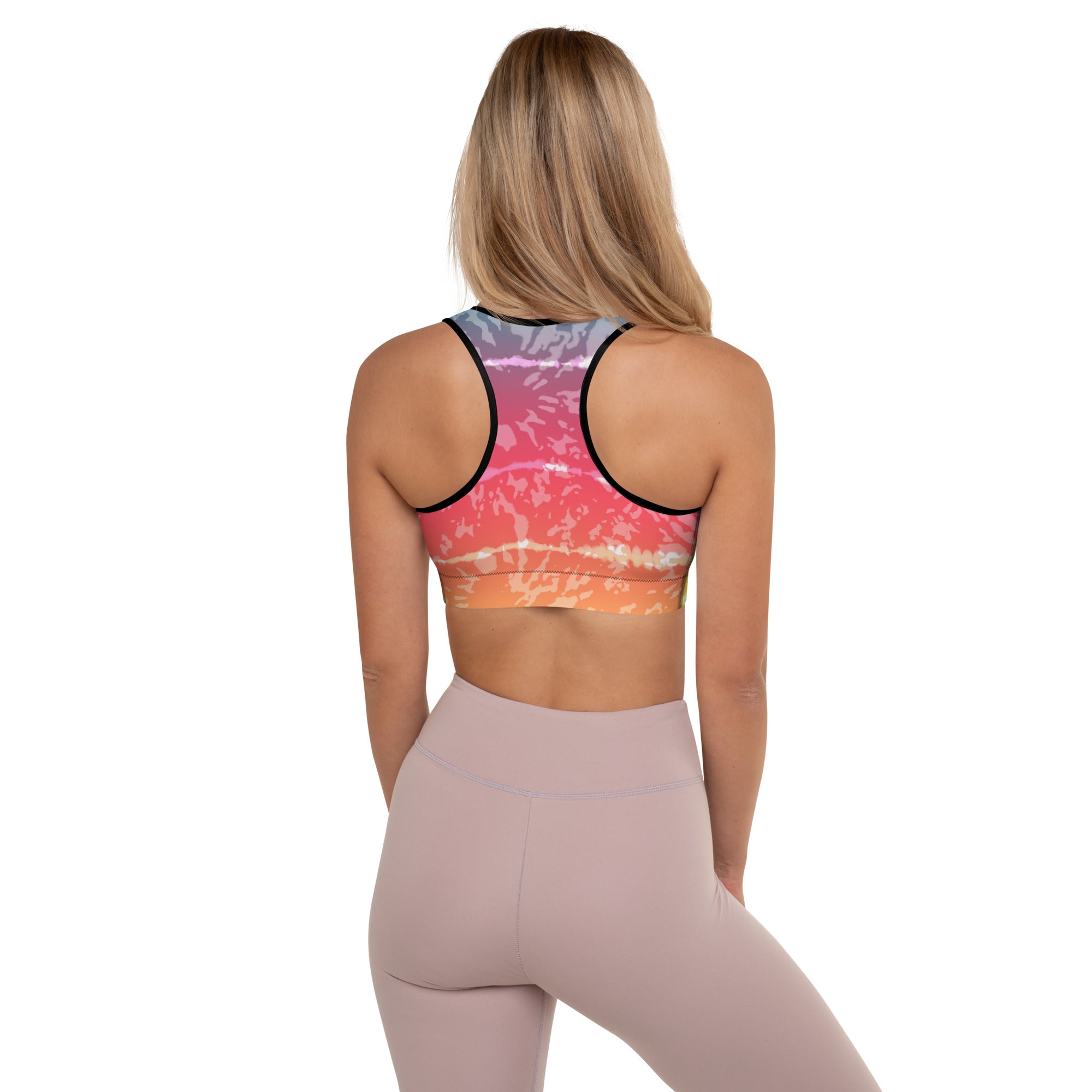 Padded Sports Bra Tie dye multicolor stripes