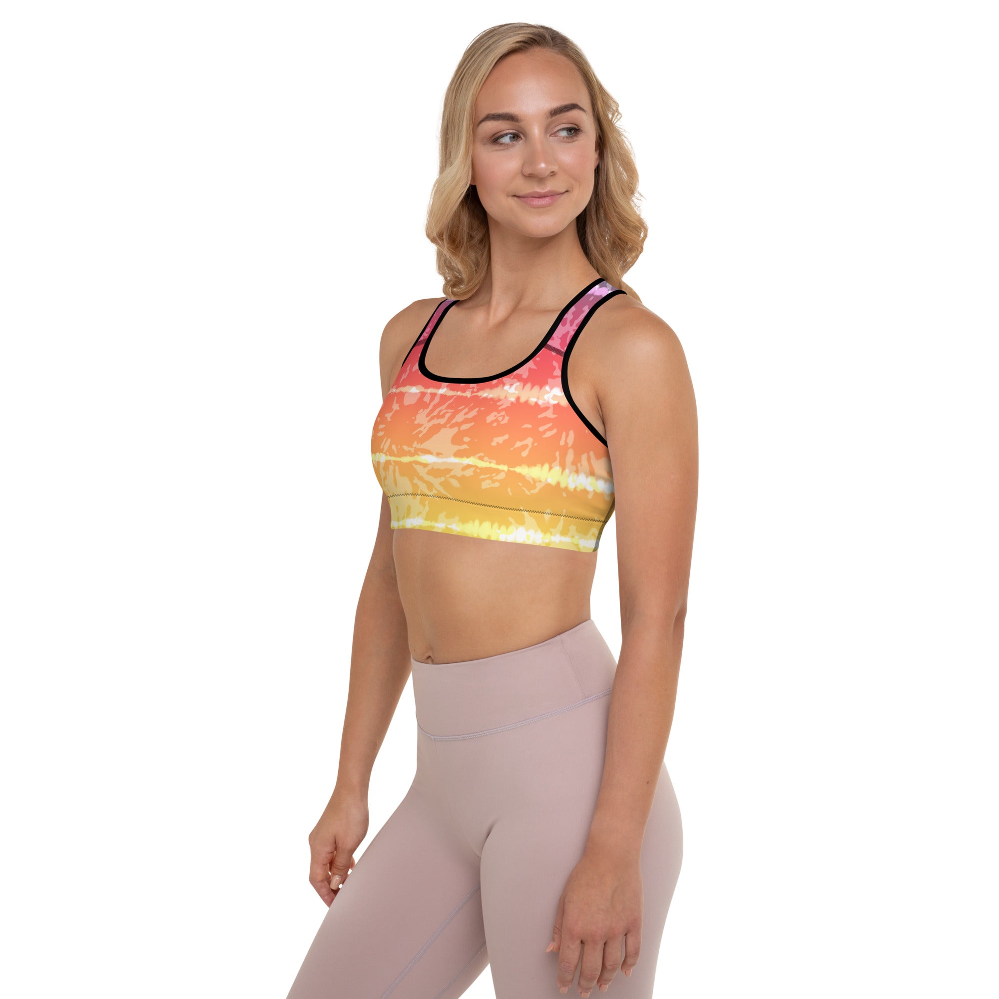 Padded Sports Bra Tie dye multicolor stripes