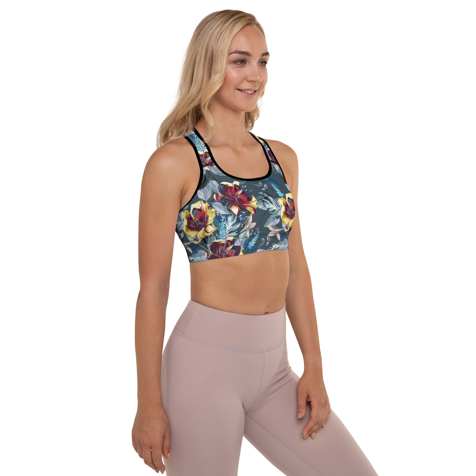 Padded Sports Bra Tulip Flowers