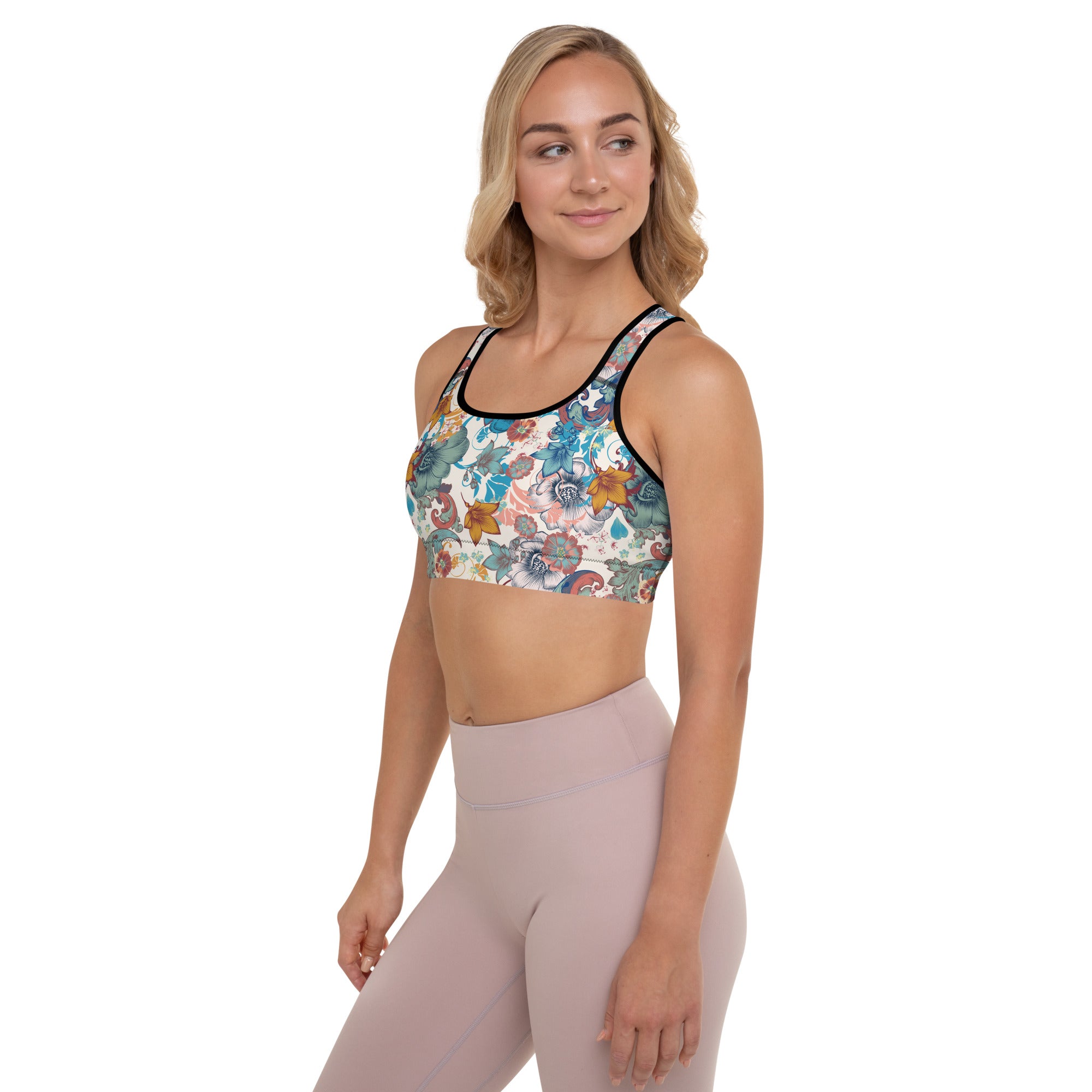 Padded Sports Bra Vintage Flowers